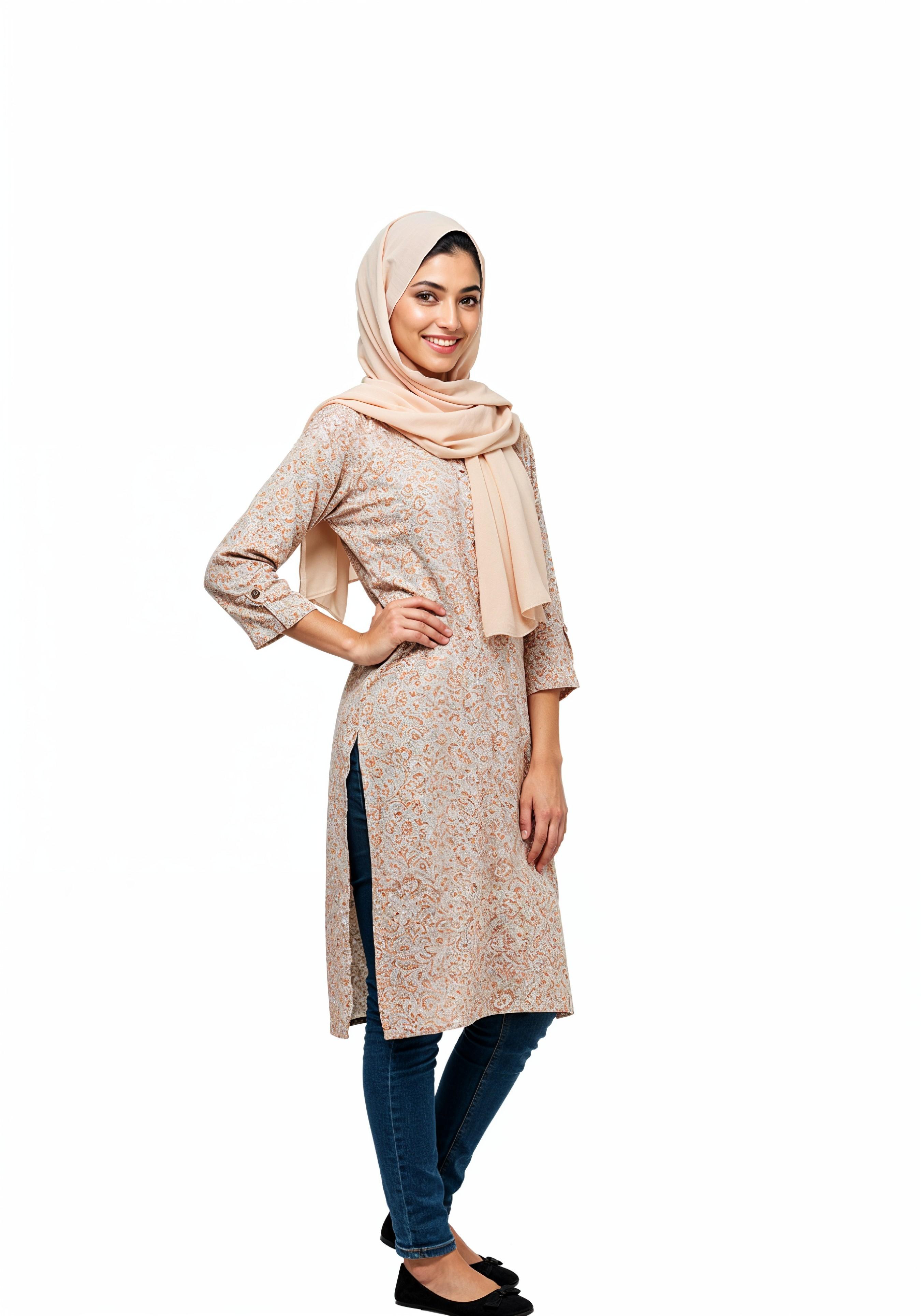 Young Muslim Woman in Modest Traditional Attire Educational Portrait