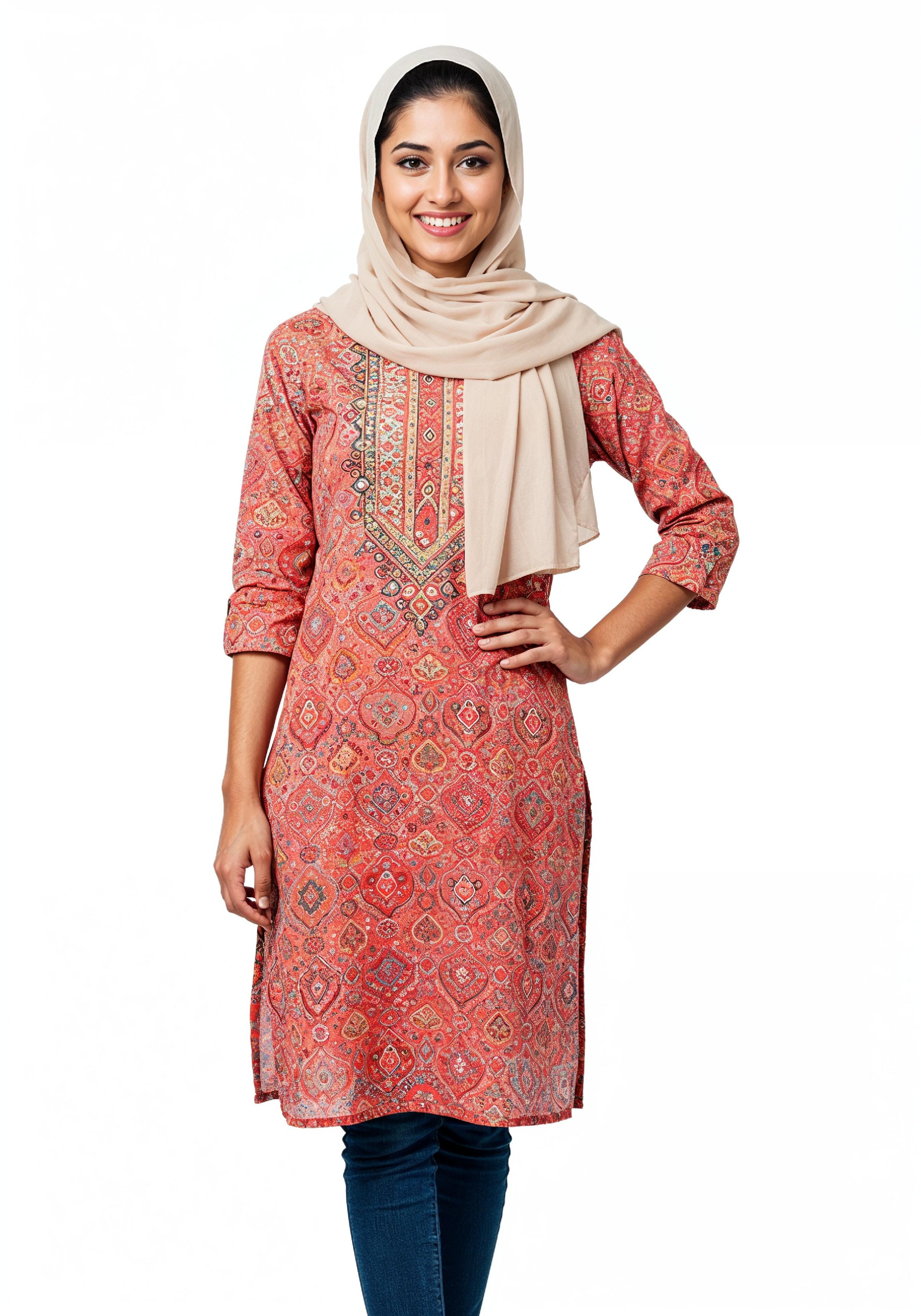 Young Muslim Woman in Modest Traditional Attire Educational Portrait