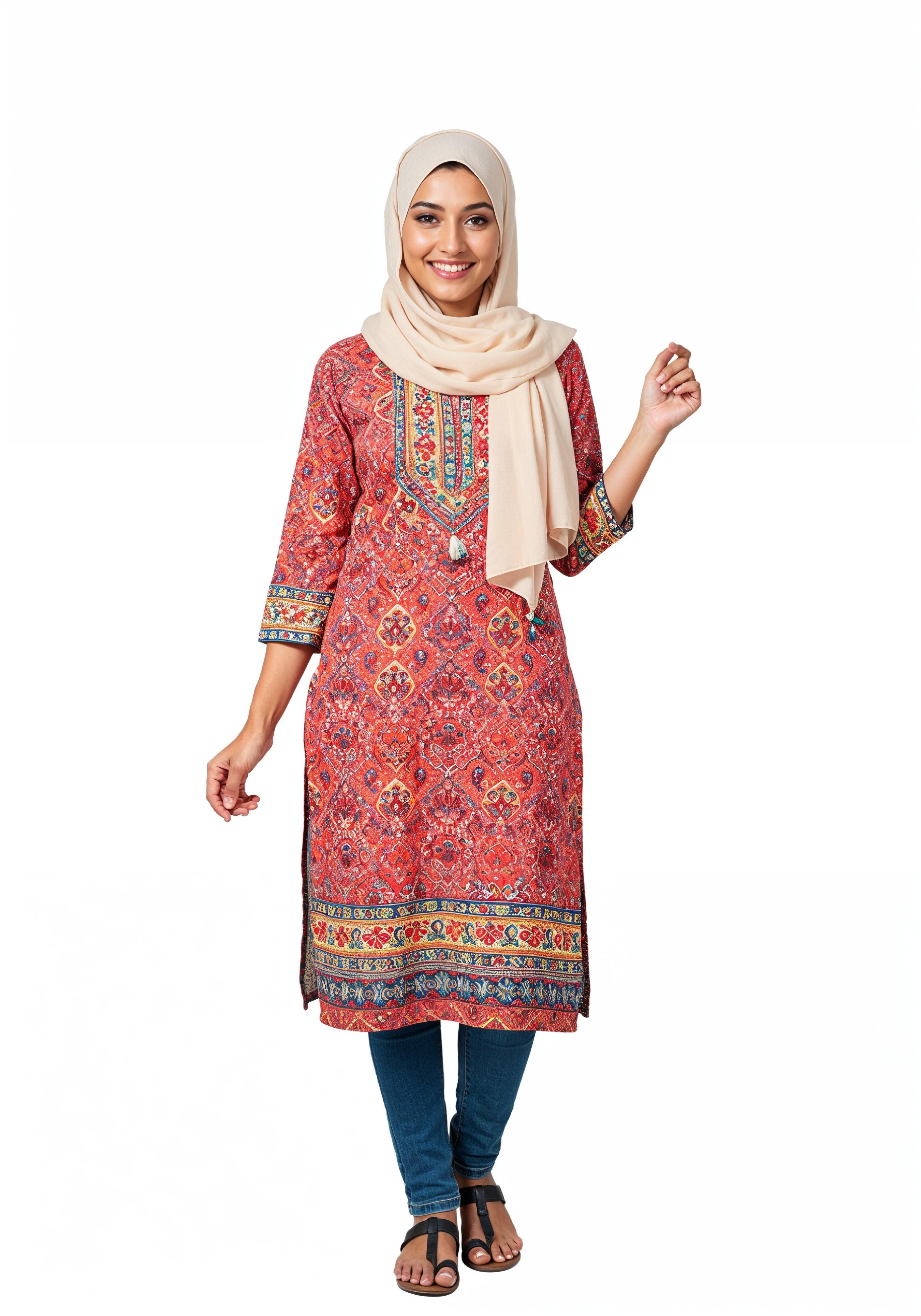 Young Muslim Woman in Modest Traditional Attire Educational Portrait