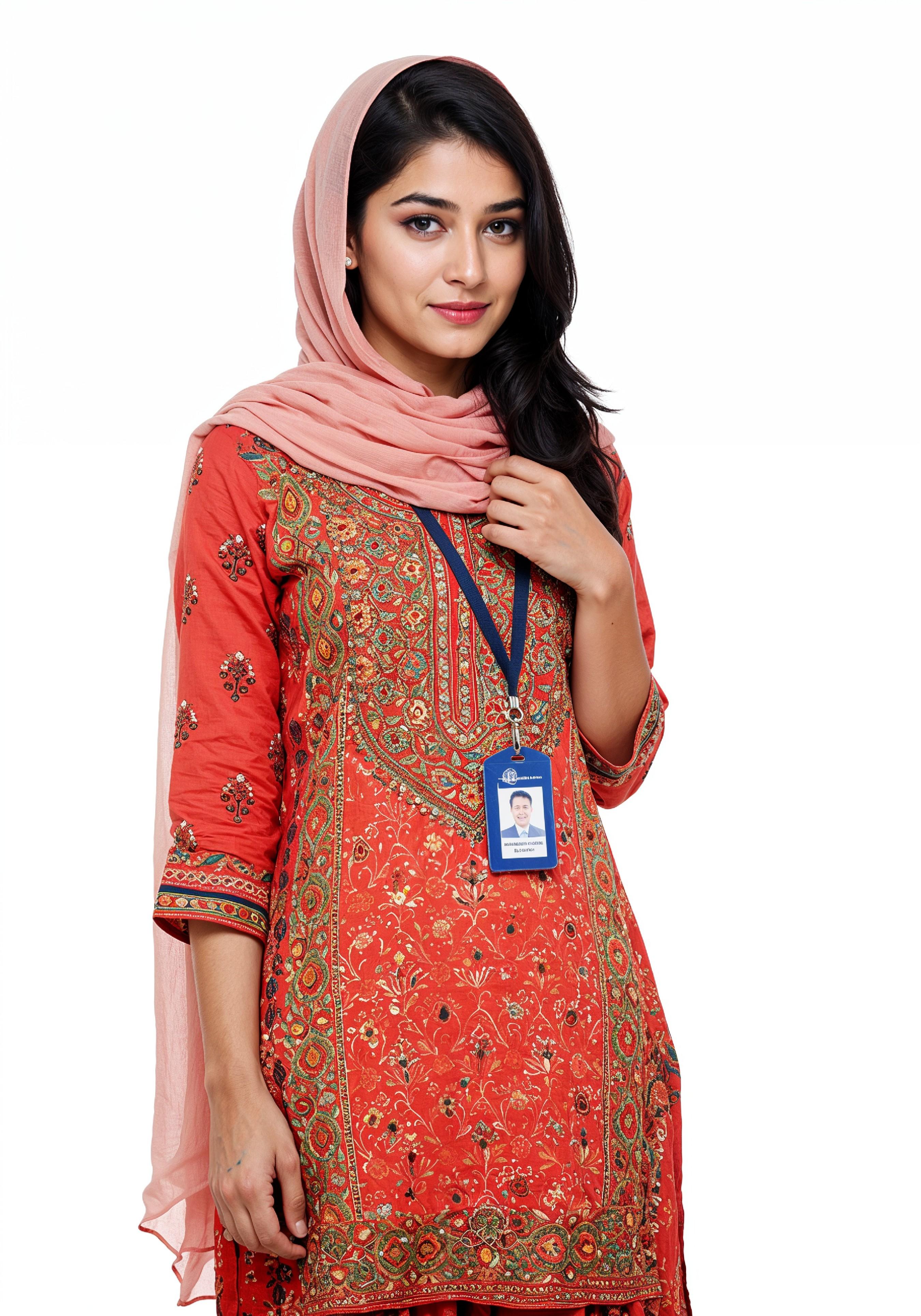 Young Muslim Woman in Modest Traditional Attire Educational Portrait