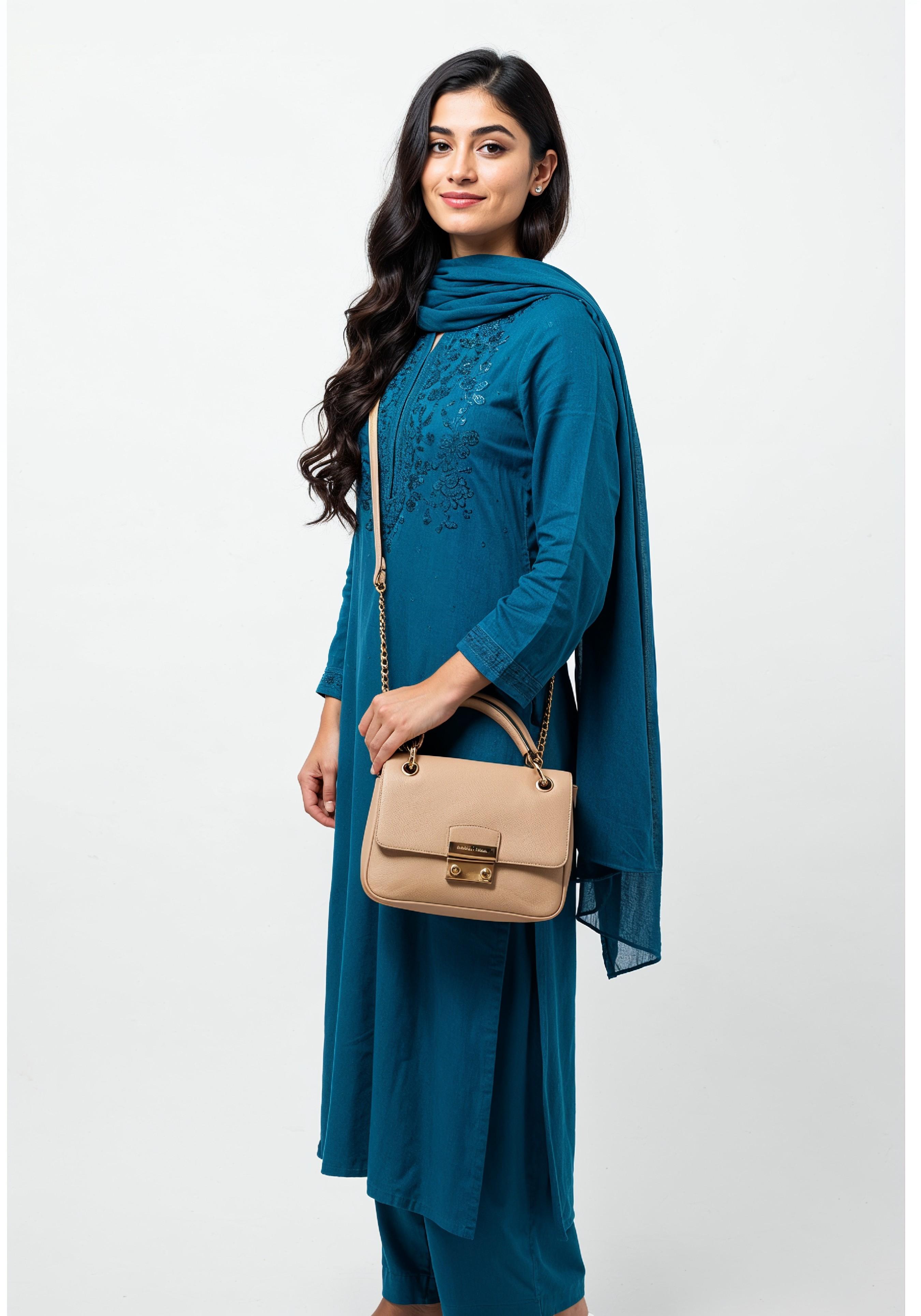 Young Muslim Woman in Modest Traditional Attire Educational Portrait