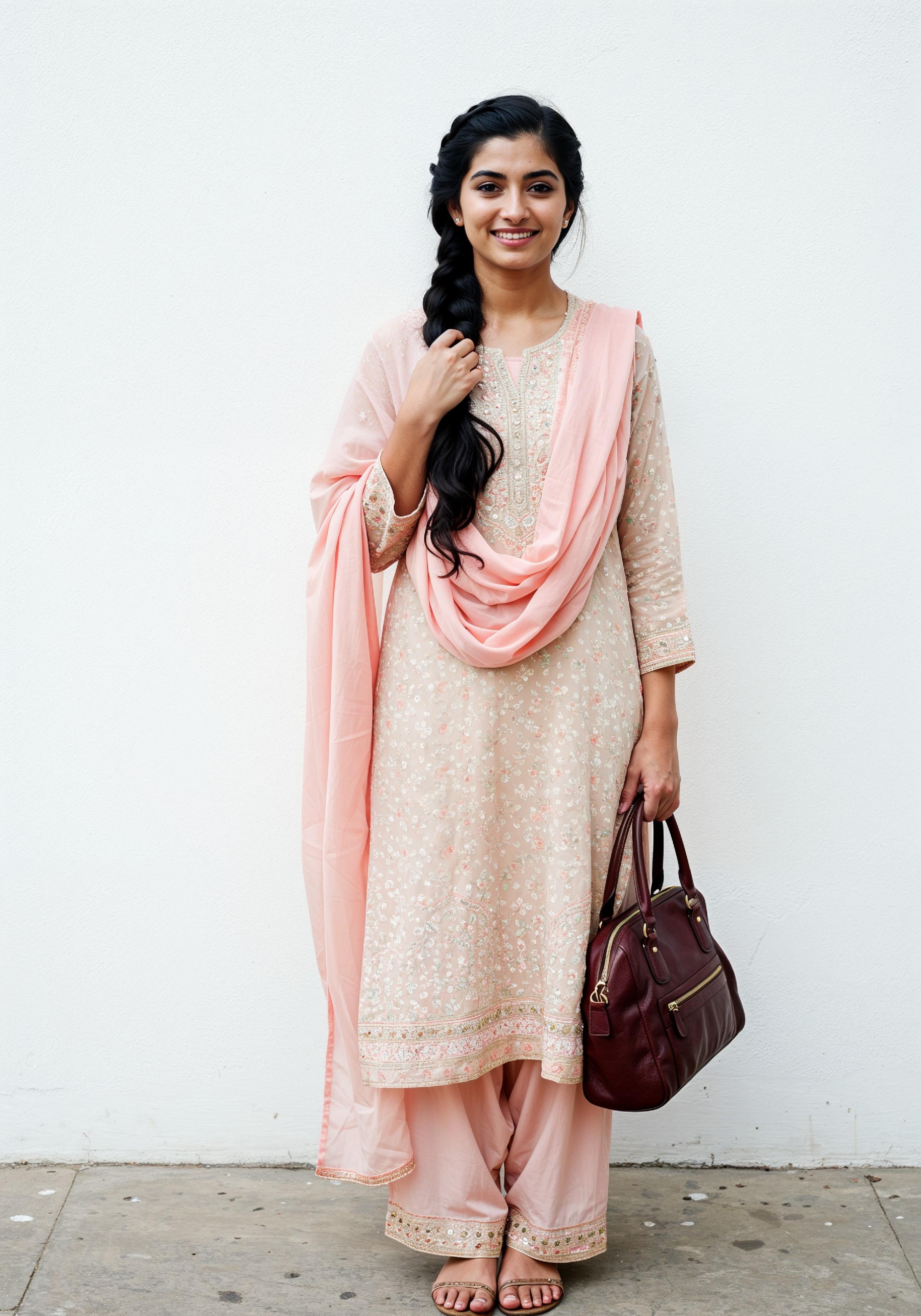 Young Muslim Woman in Modest Traditional Attire Educational Portrait