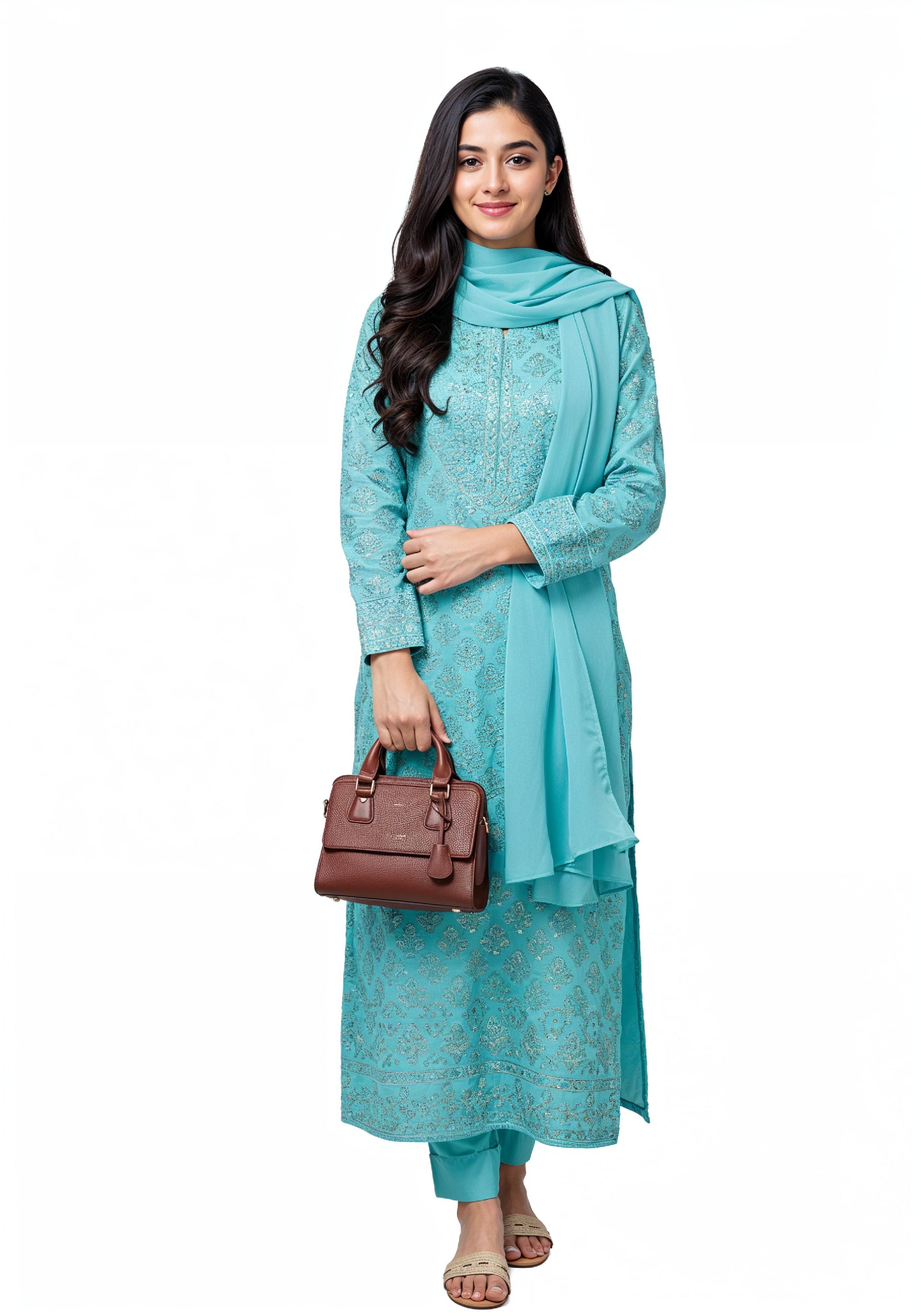 Young Muslim Woman in Modest Traditional Attire Educational Portrait