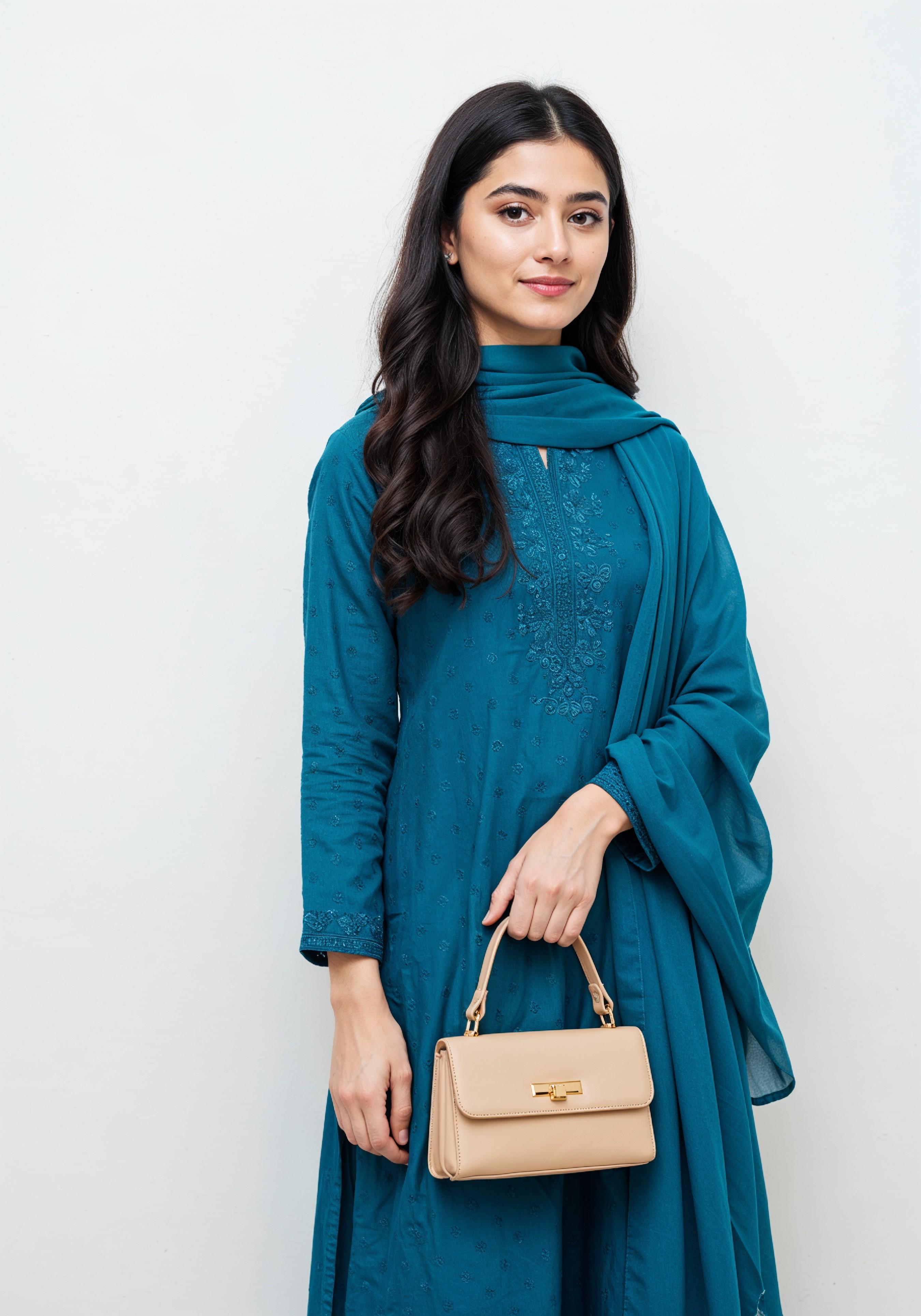 Young Muslim Woman in Modest Traditional Attire Educational Portrait