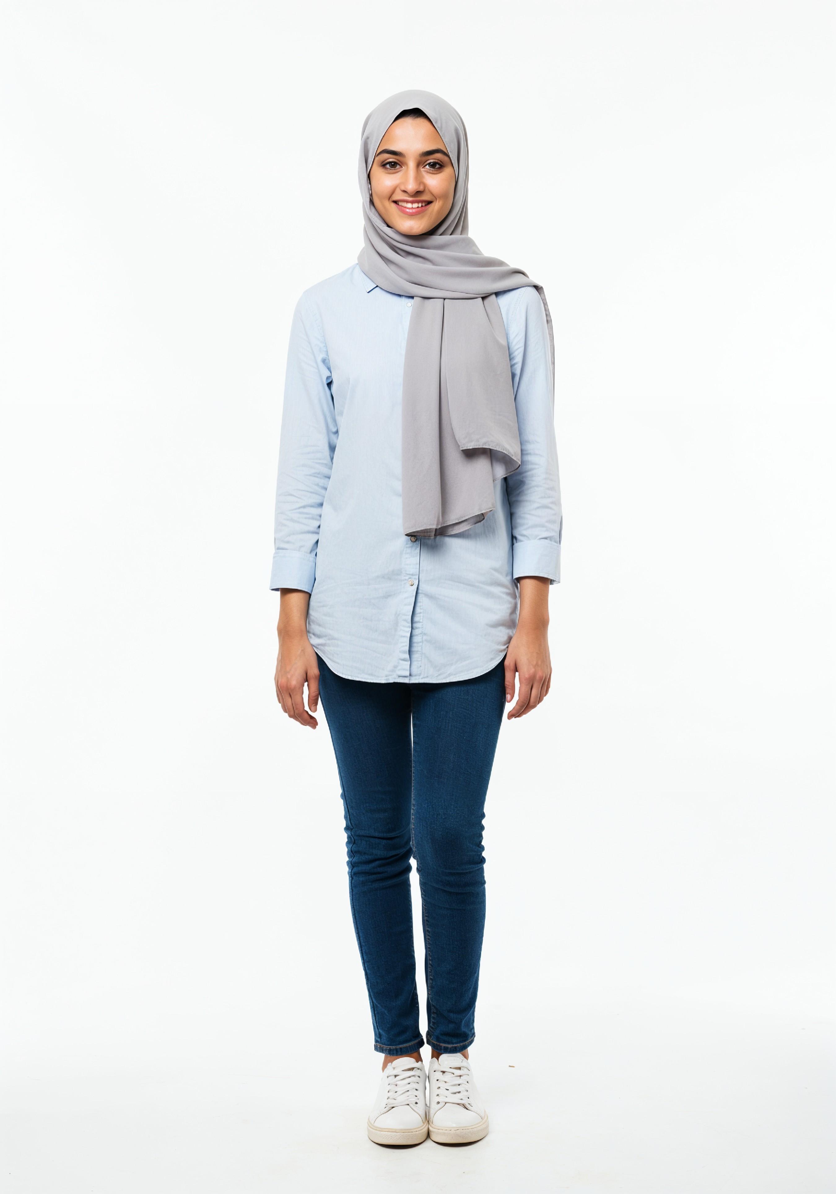 Young Muslim Woman in Modest Traditional Attire Educational Portrait