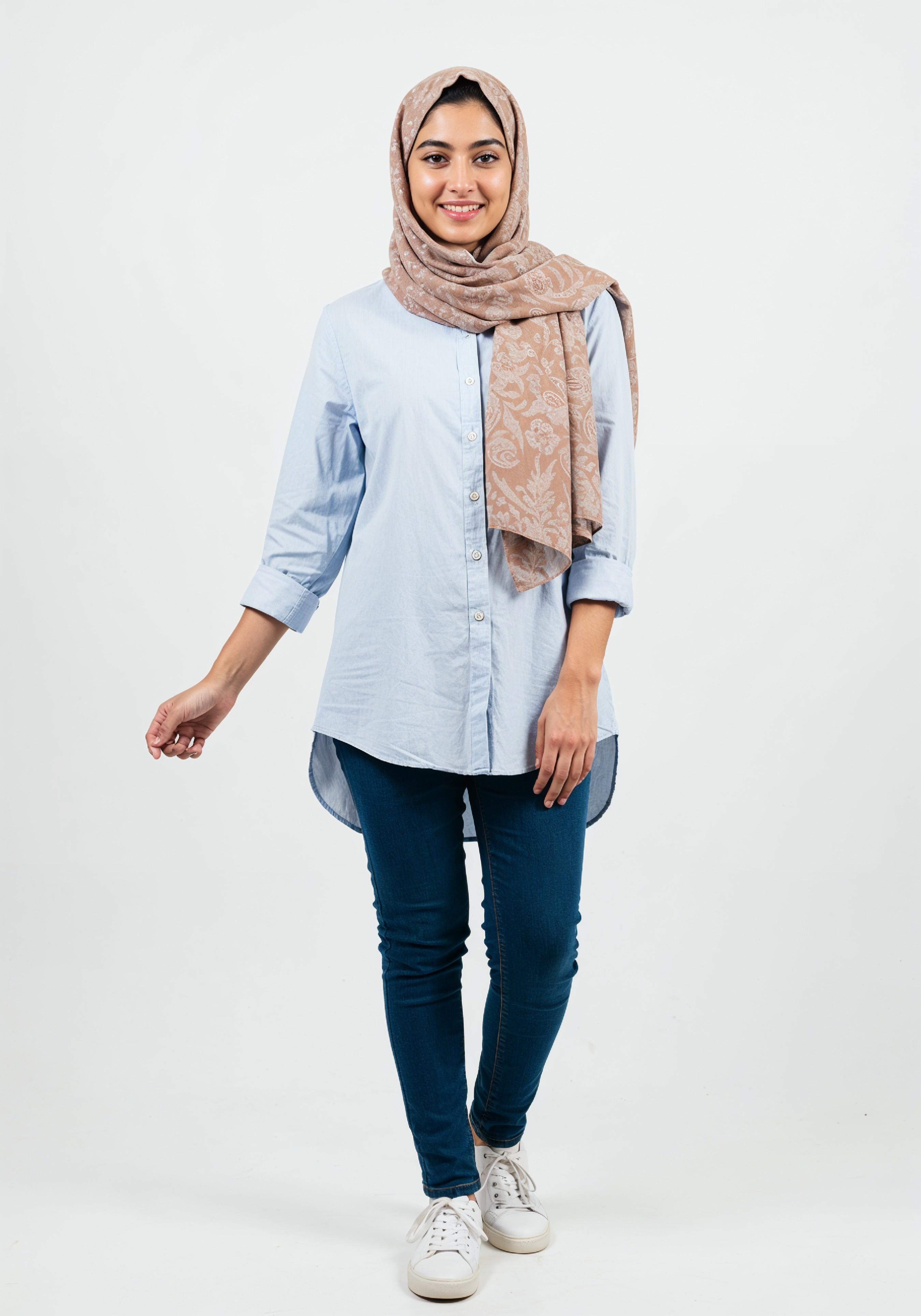 Young Muslim Woman in Modest Traditional Attire Educational Portrait