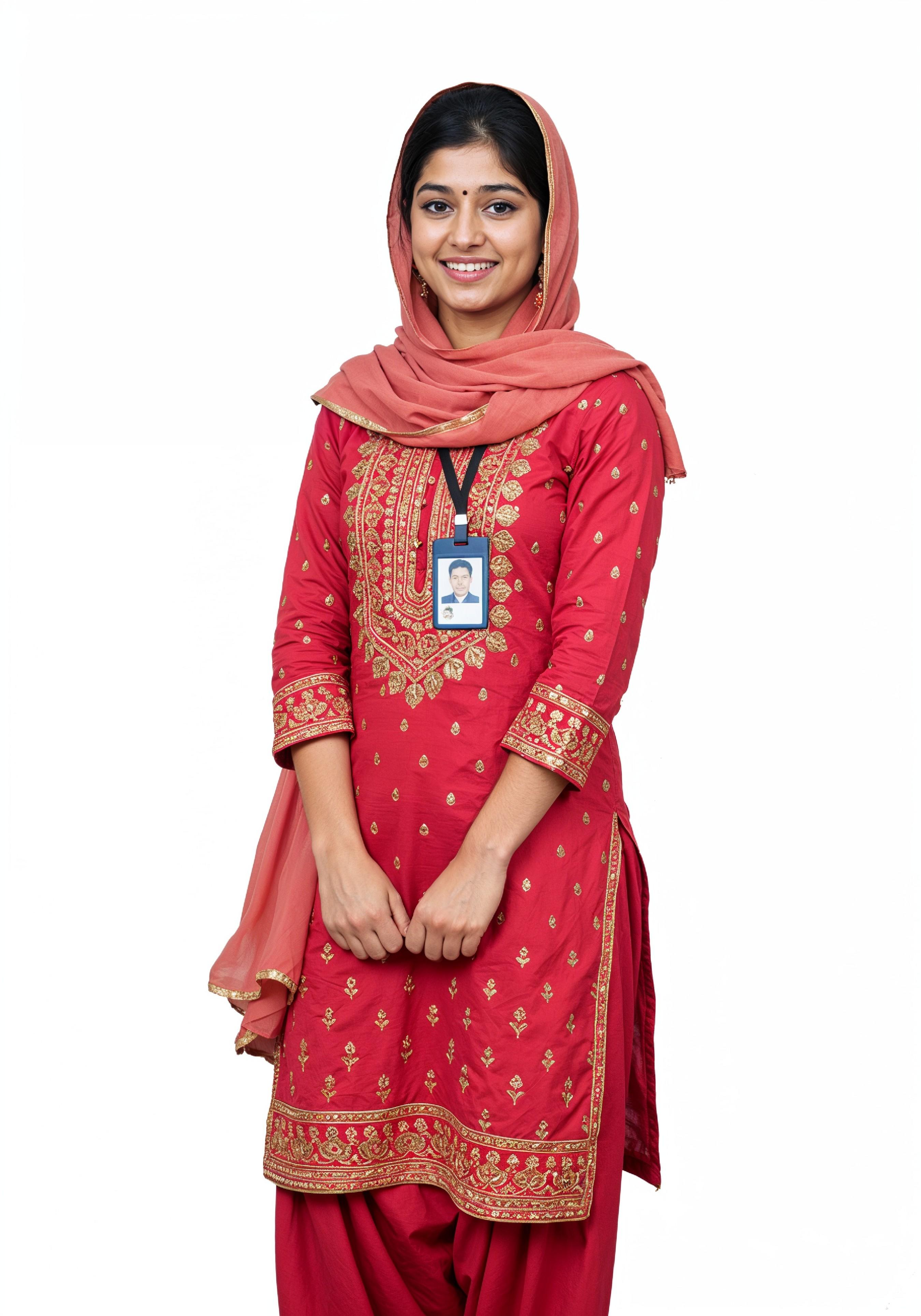 Young Muslim Woman in Modest Traditional Attire Educational Portrait