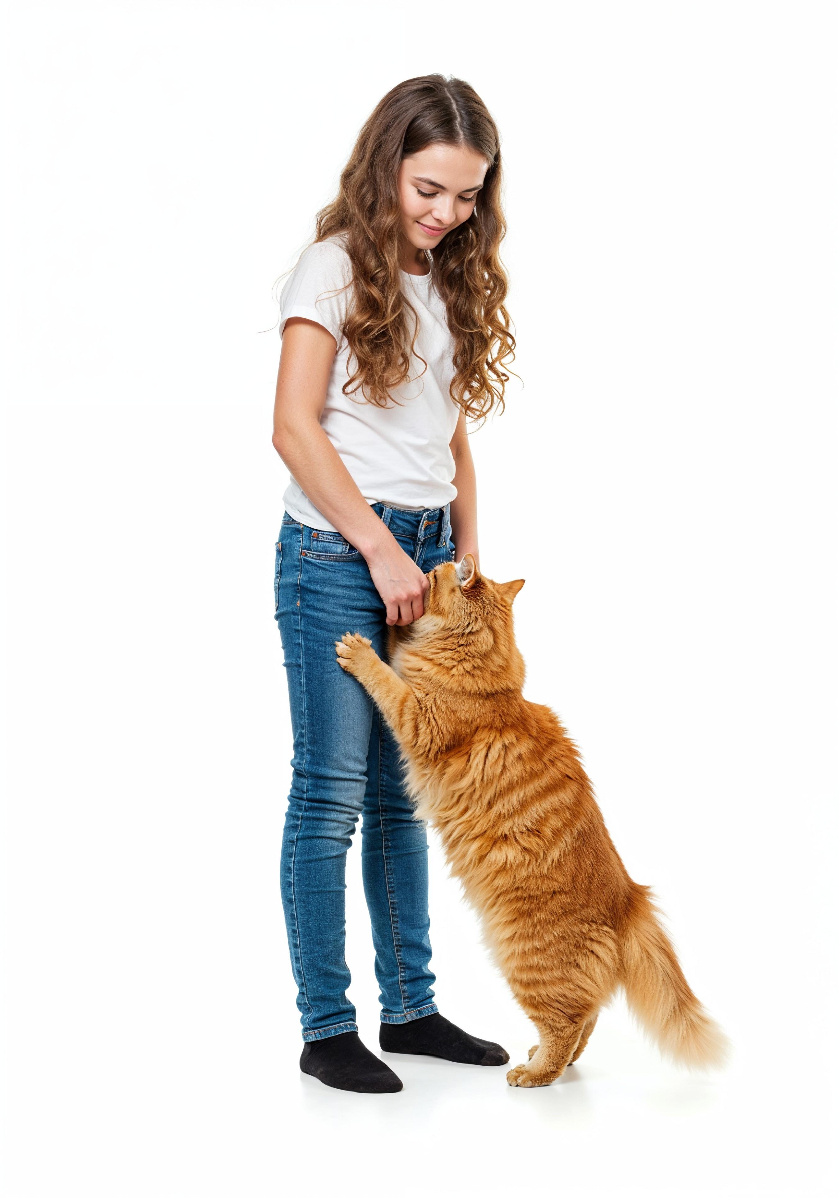Young Woman Holding Pet Cat Lifestyle Portrait with Casual Fashion and Animal Companion