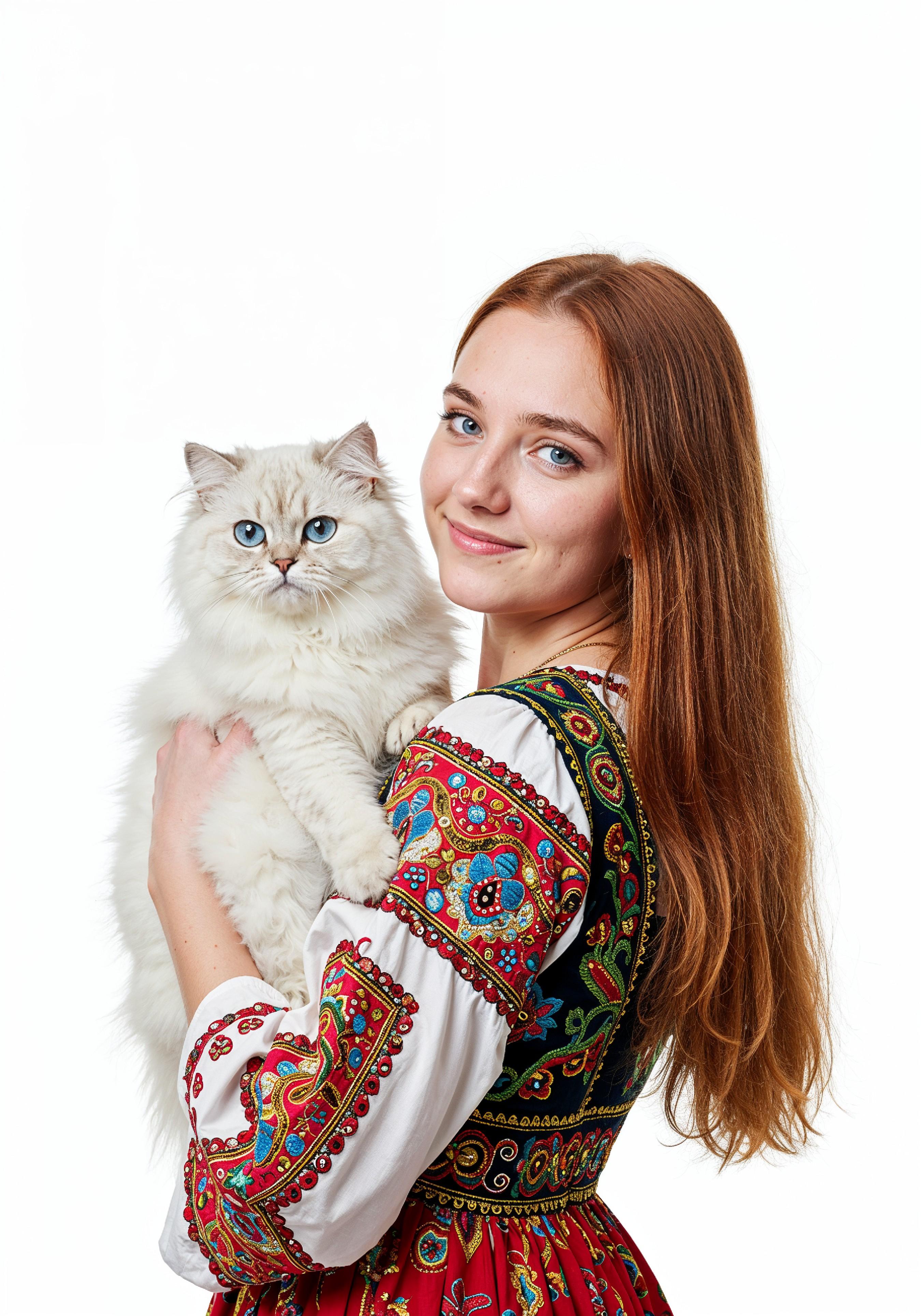 Young Woman Holding Pet Cat Lifestyle Portrait with Casual Fashion and Animal Companion