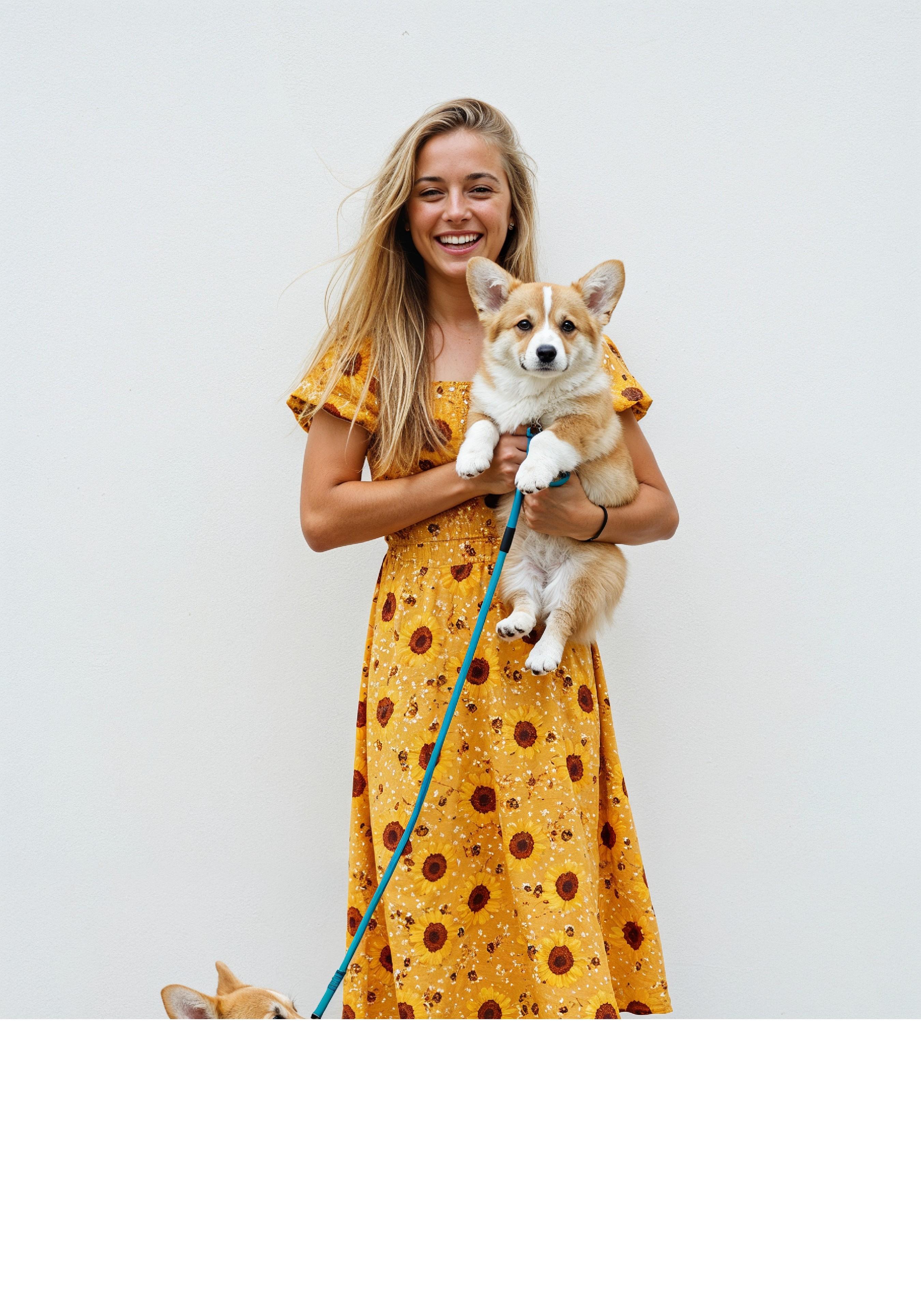Young Woman with Pet Dog Lifestyle Portrait in Casual Fashion and Animal Companion Theme