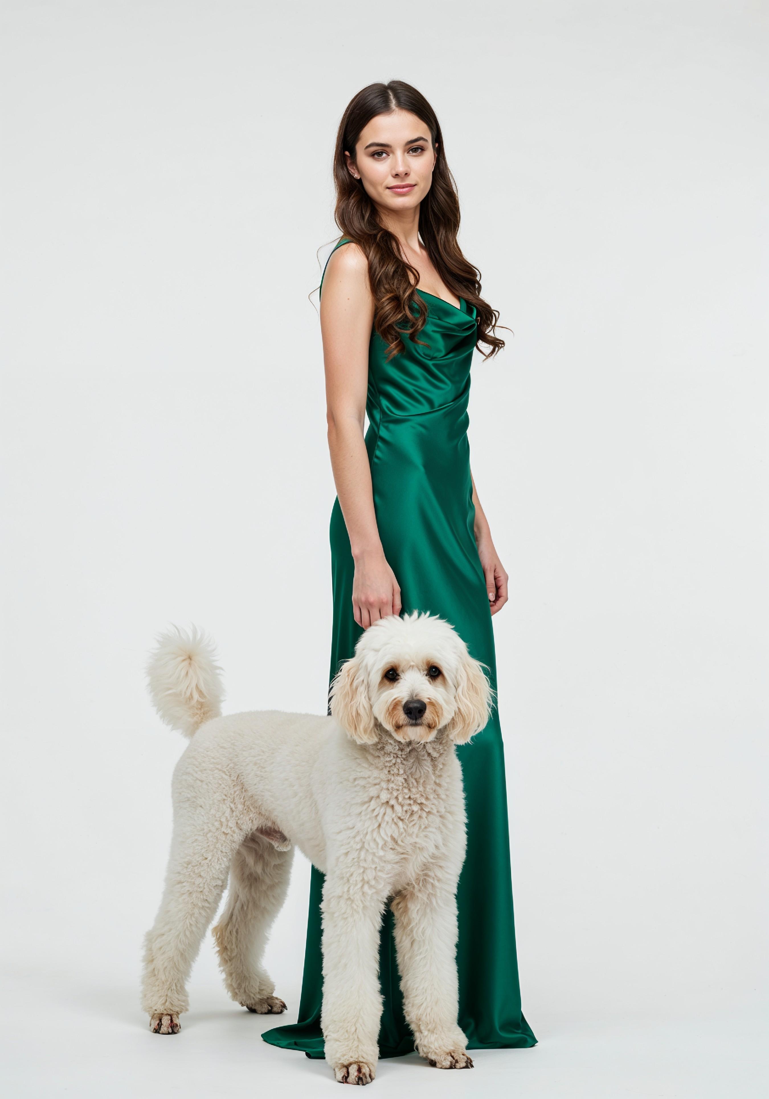 Young Woman with Pet Dog Lifestyle Portrait in Casual Fashion and Animal Companion Theme