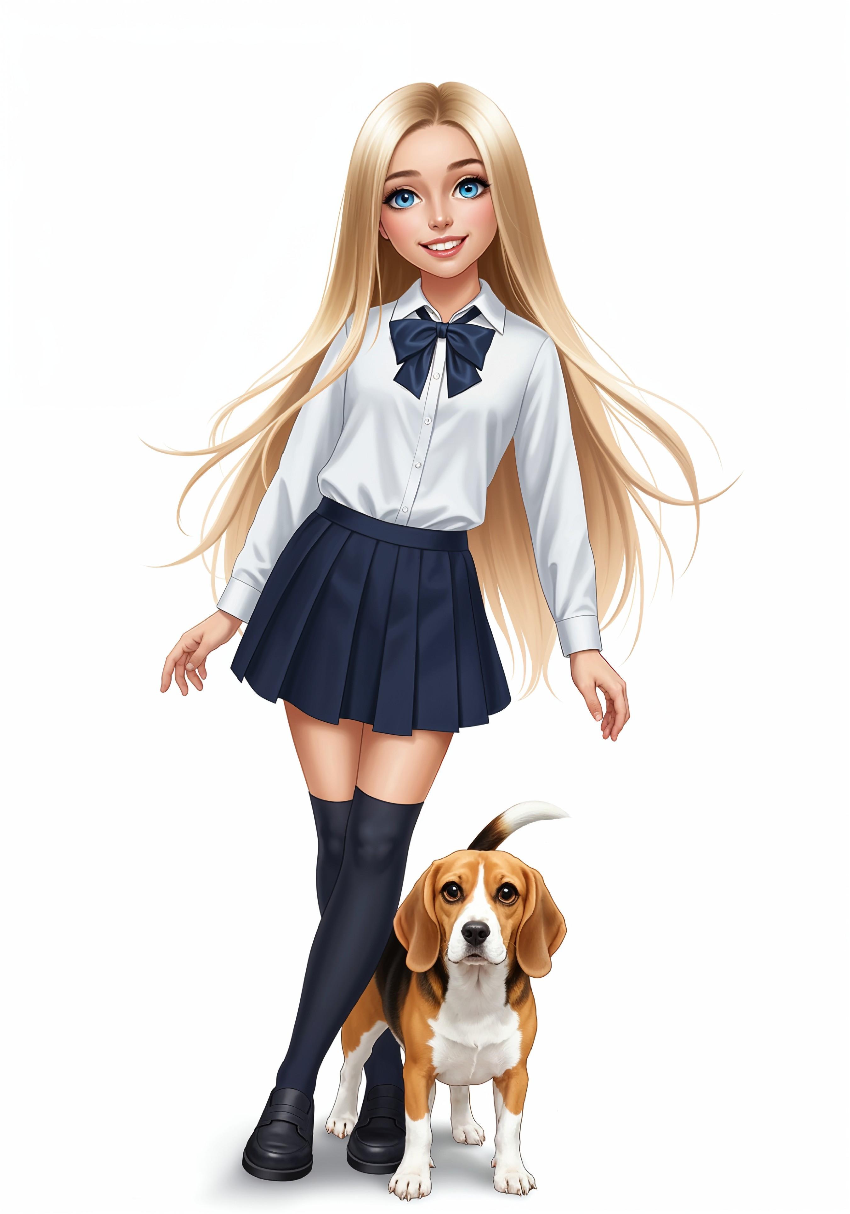 Young Woman with Pet Dog Lifestyle Portrait in Casual Fashion and Animal Companion Theme