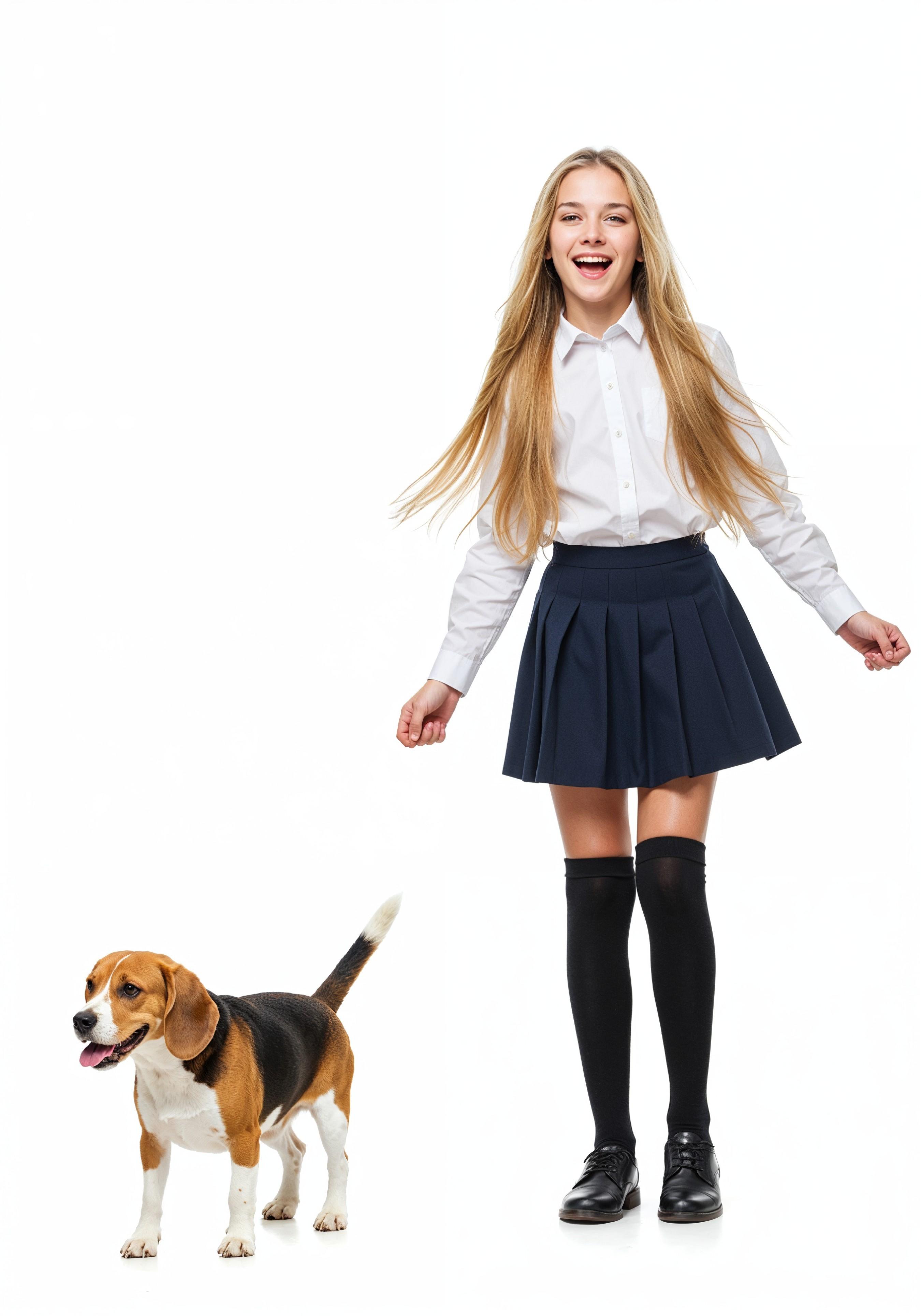 Young Woman with Pet Dog Lifestyle Portrait in Casual Fashion and Animal Companion Theme