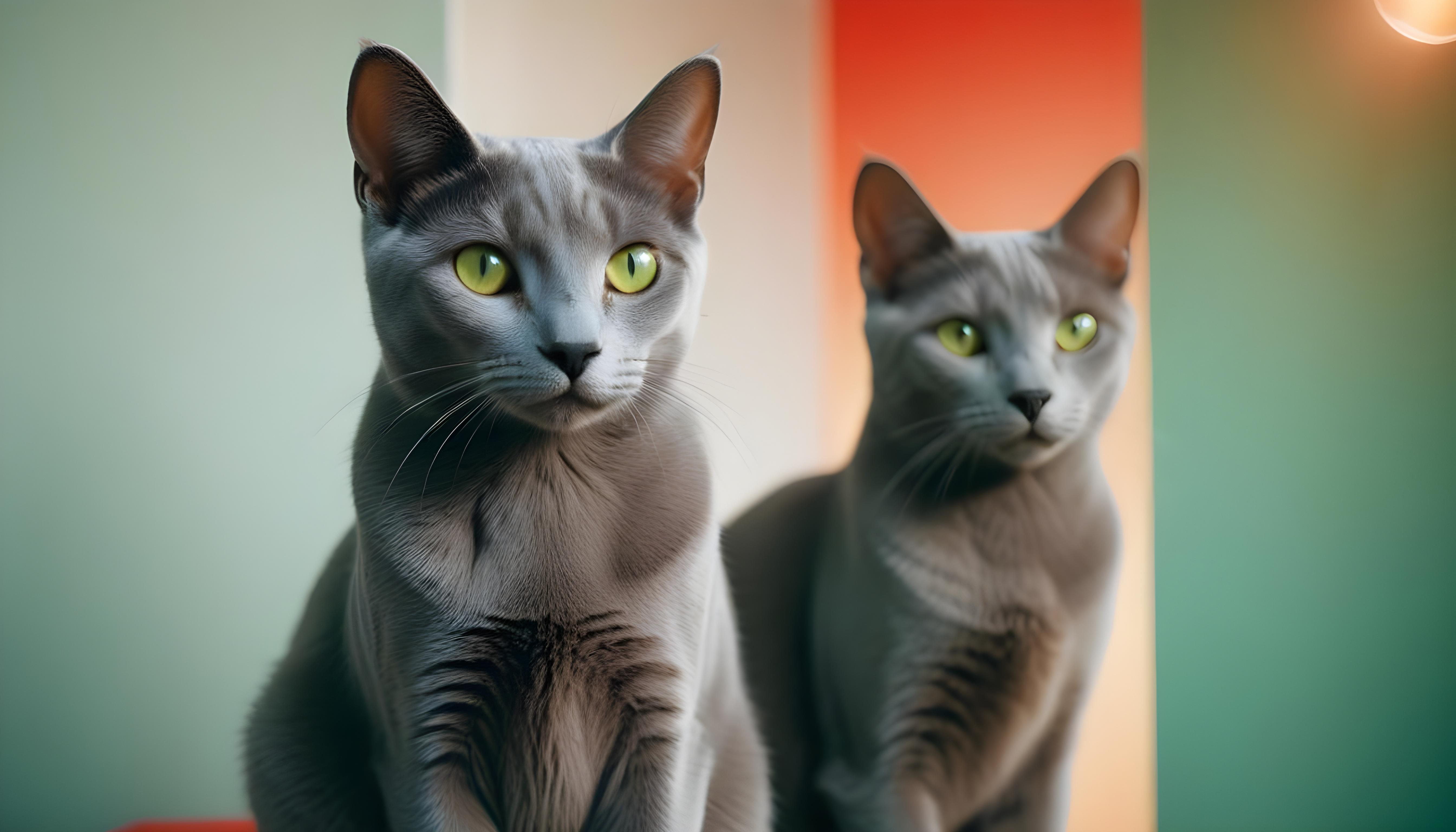 Beautiful Domestic Cat Portrait Isolated on Clean Background