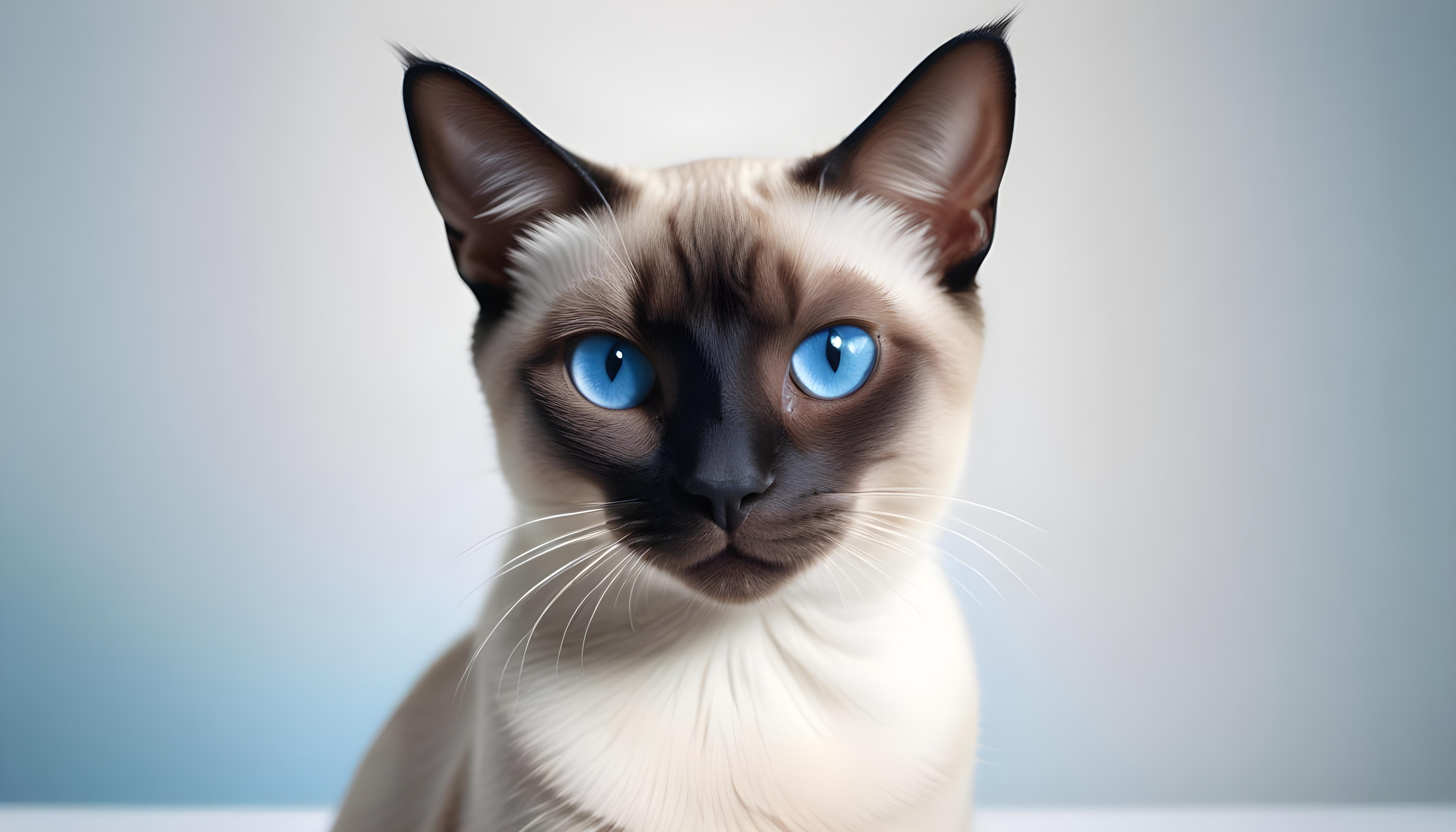 Beautiful Domestic Cat Portrait Isolated on Clean Background