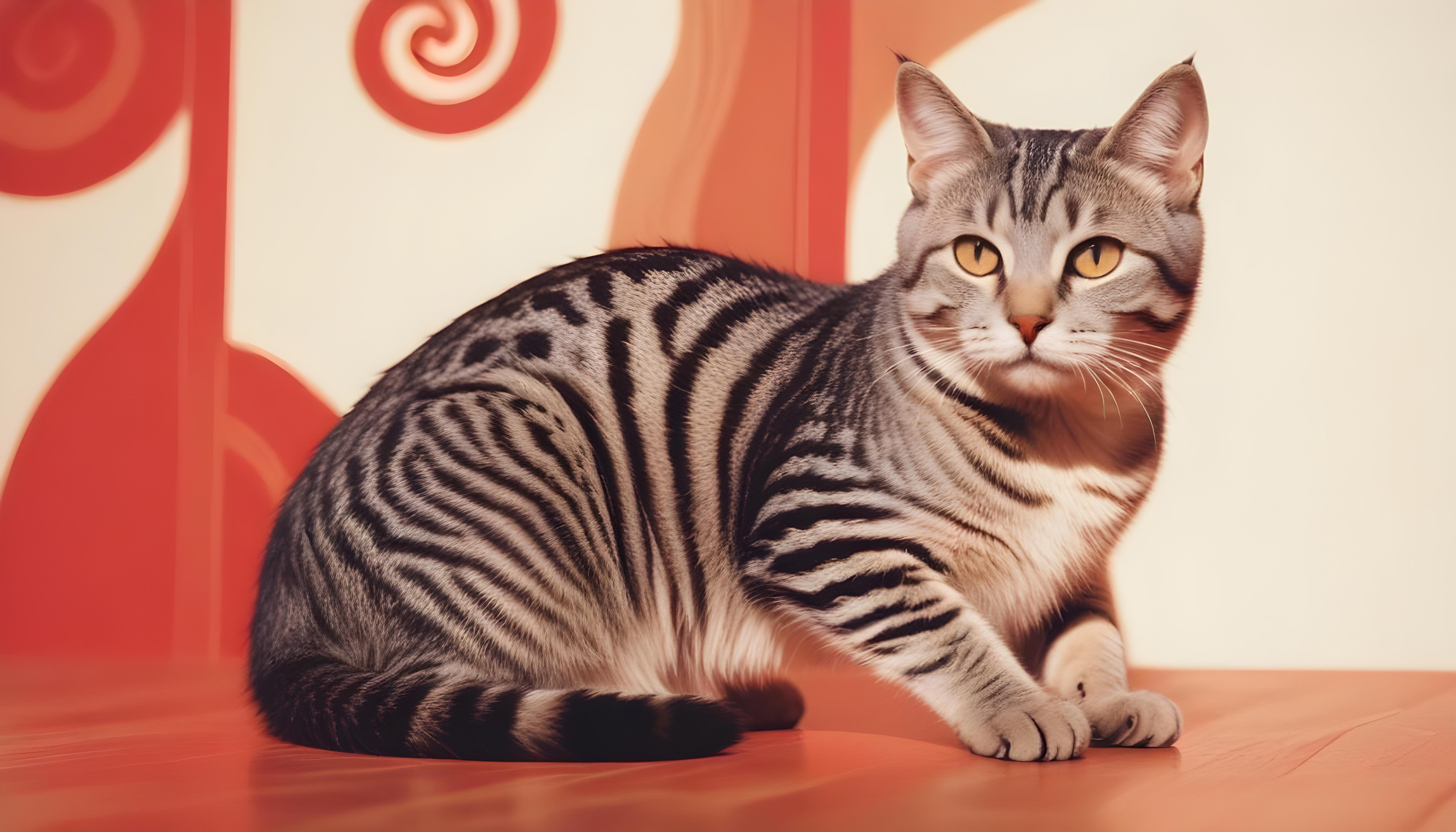 Beautiful Domestic Cat Portrait Isolated on Clean Background