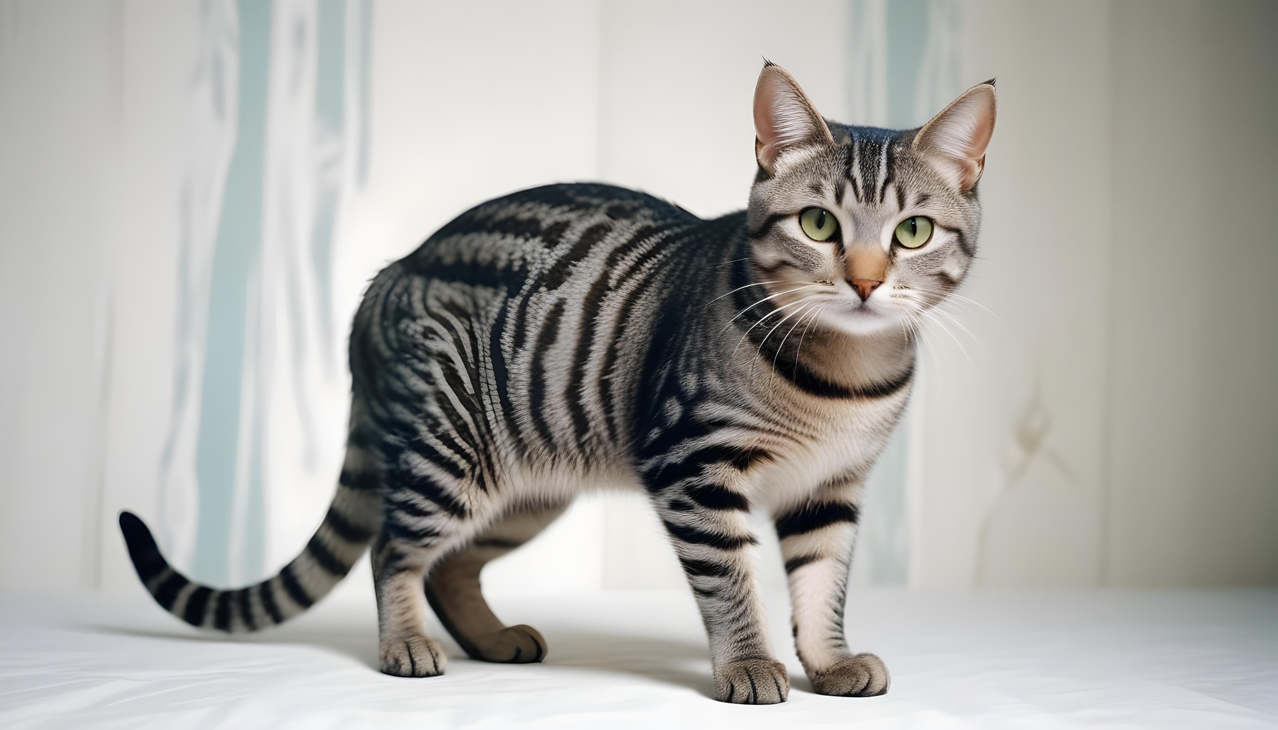 Beautiful Domestic Cat Portrait Isolated on Clean Background
