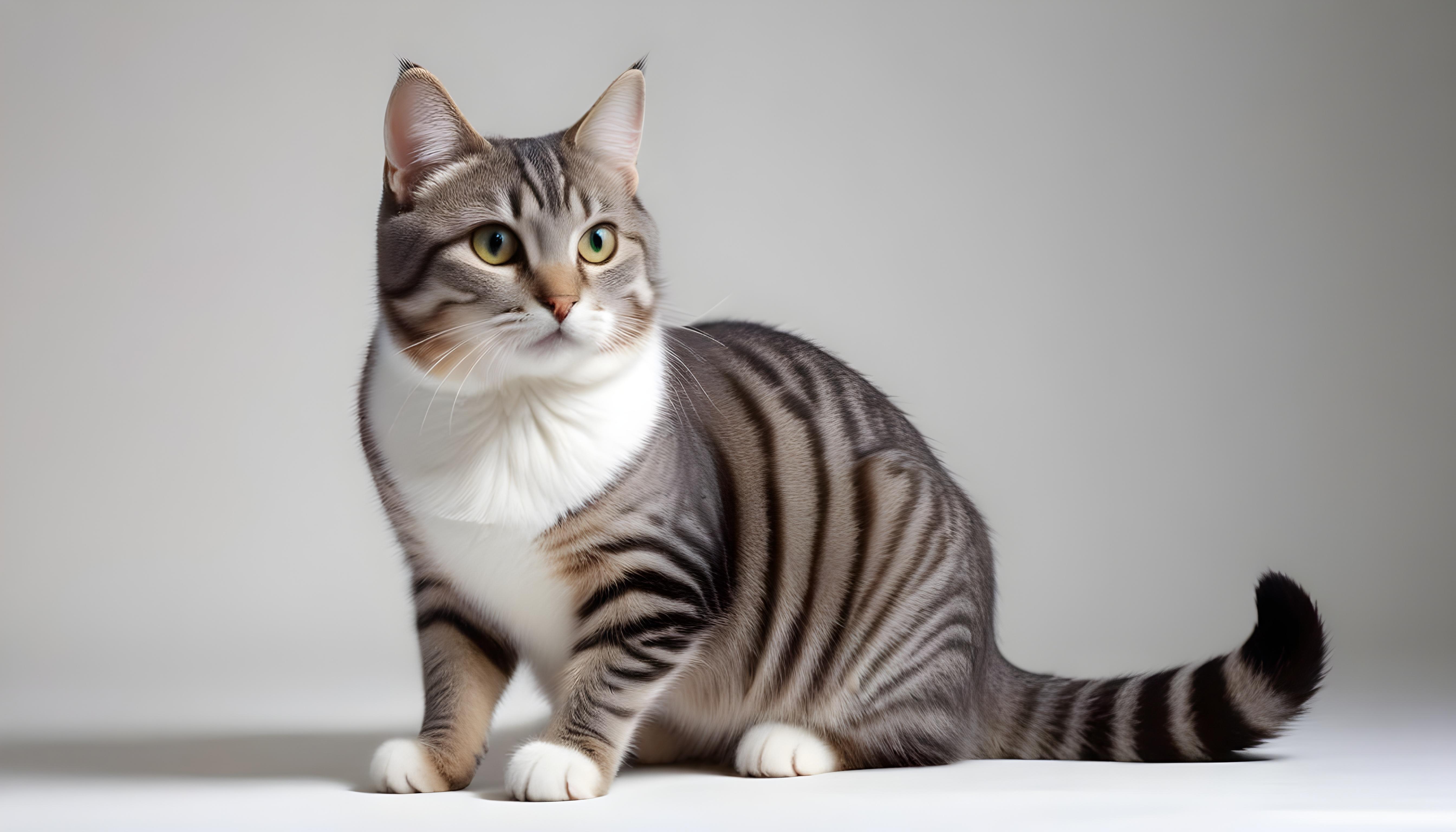 Beautiful Domestic Cat Portrait Isolated on Clean Background