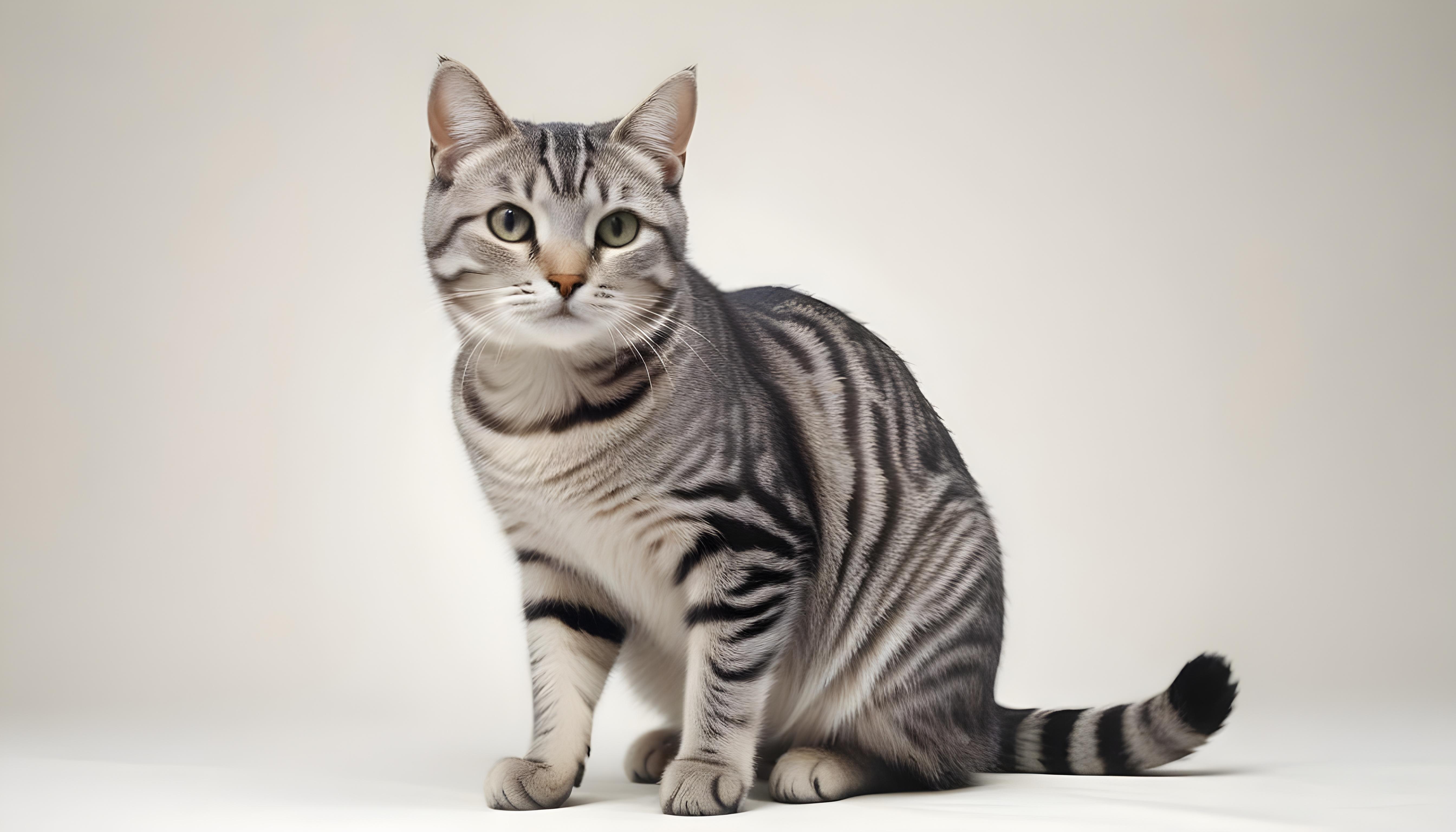 Beautiful Domestic Cat Portrait Isolated on Clean Background