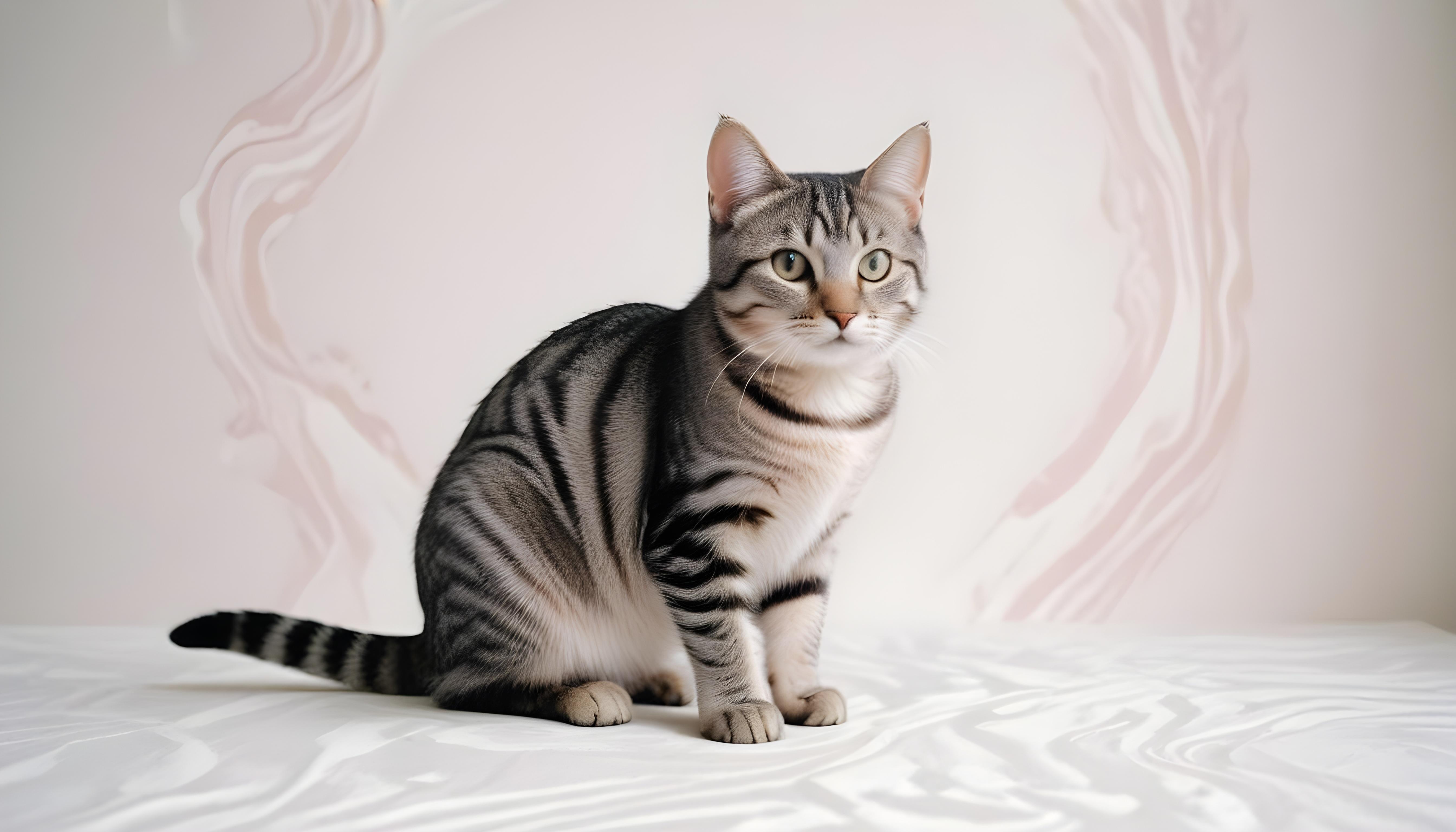 Beautiful Domestic Cat Portrait Isolated on Clean Background