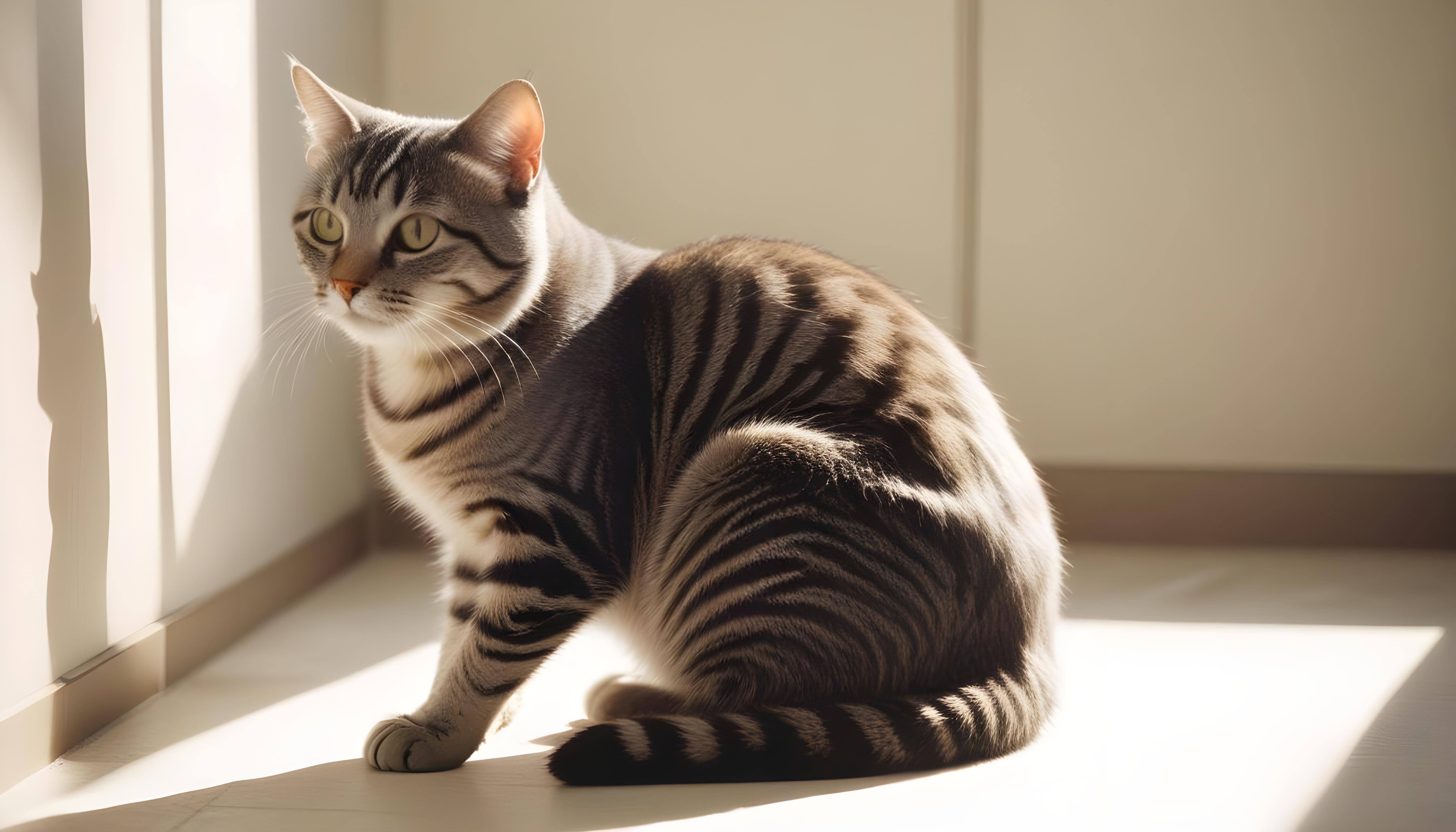 Beautiful Domestic Cat Portrait Isolated on Clean Background