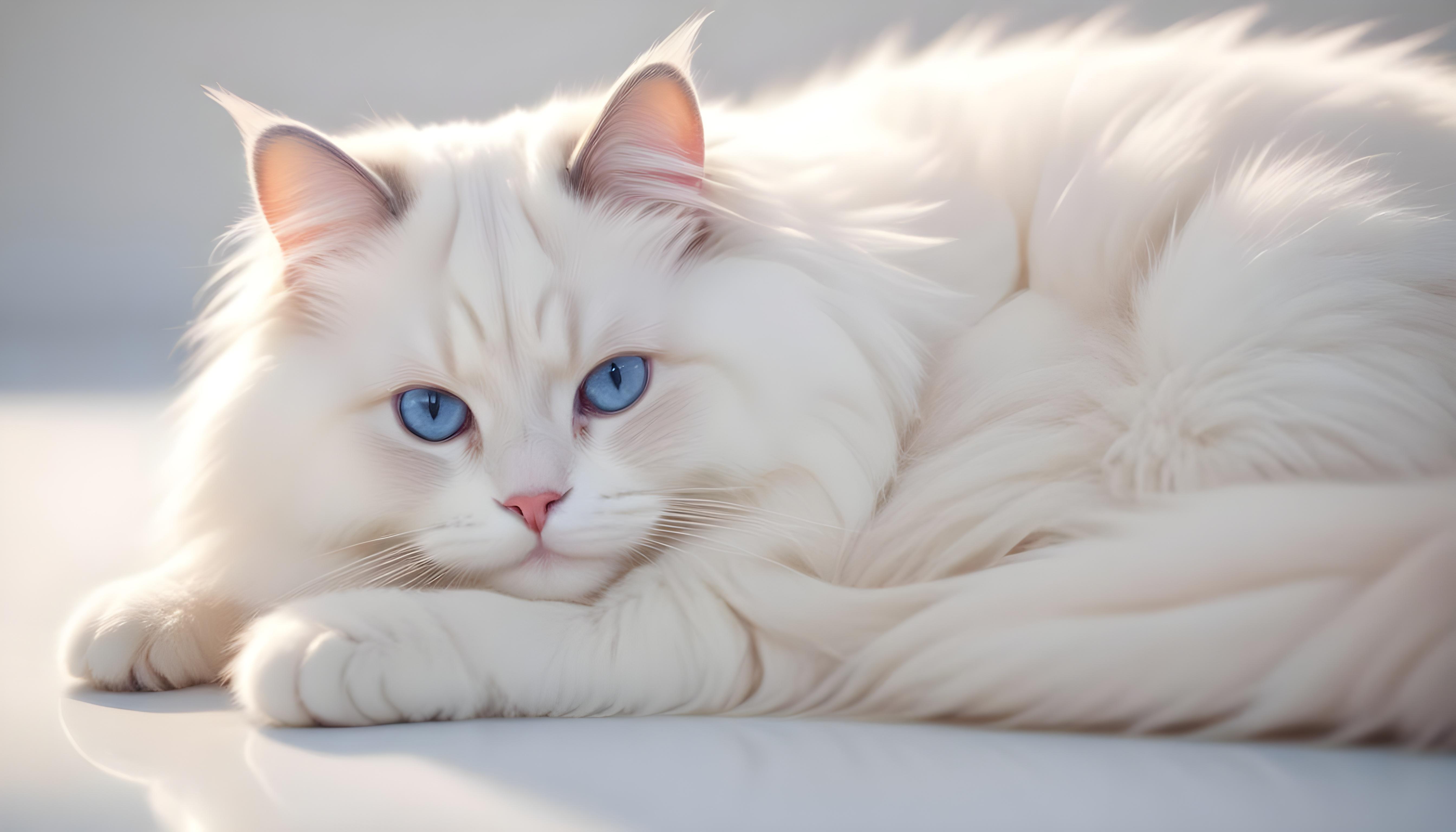 Beautiful Domestic Cat Portrait Isolated on Clean Background