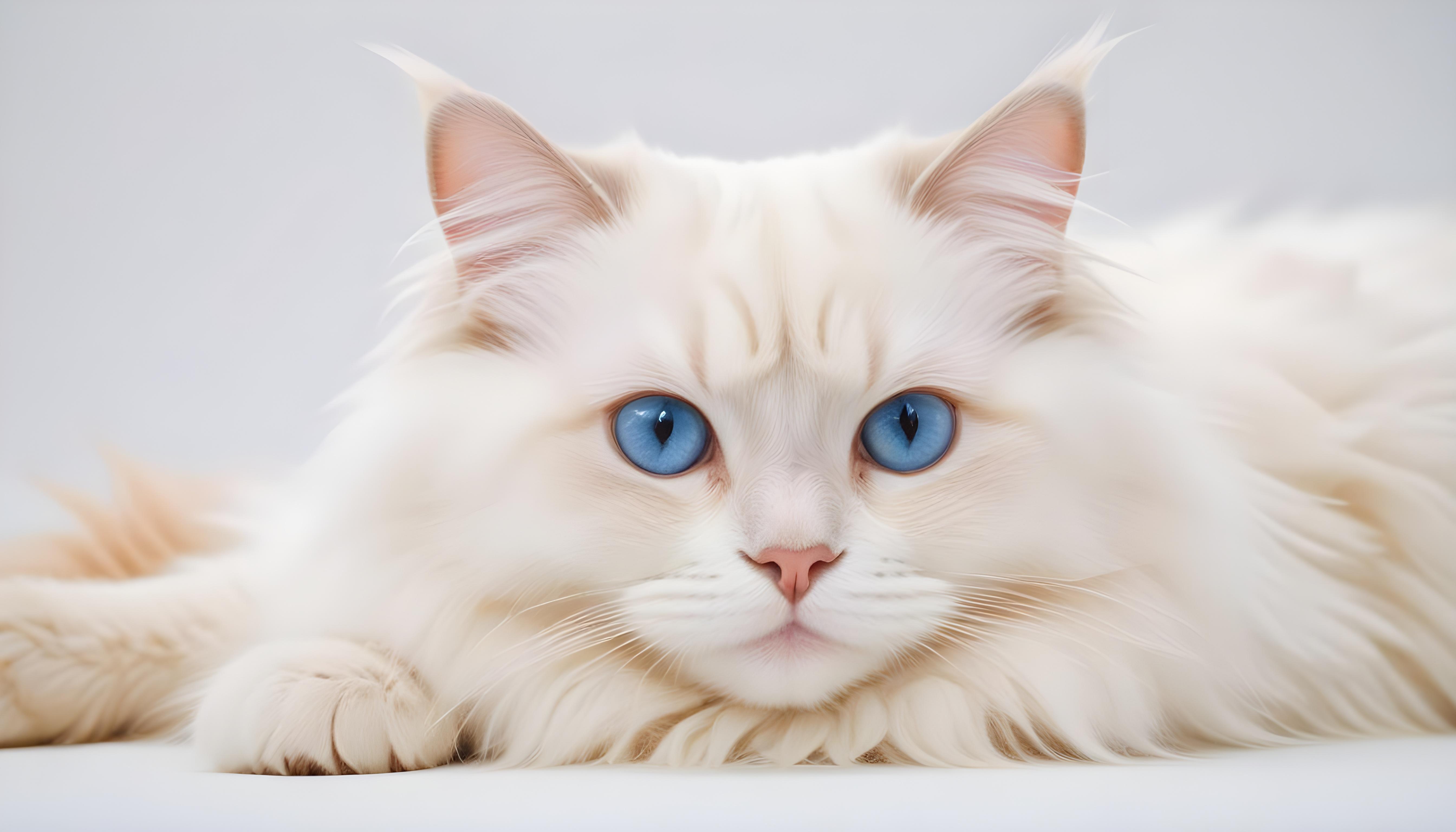 Beautiful Domestic Cat Portrait Isolated on Clean Background