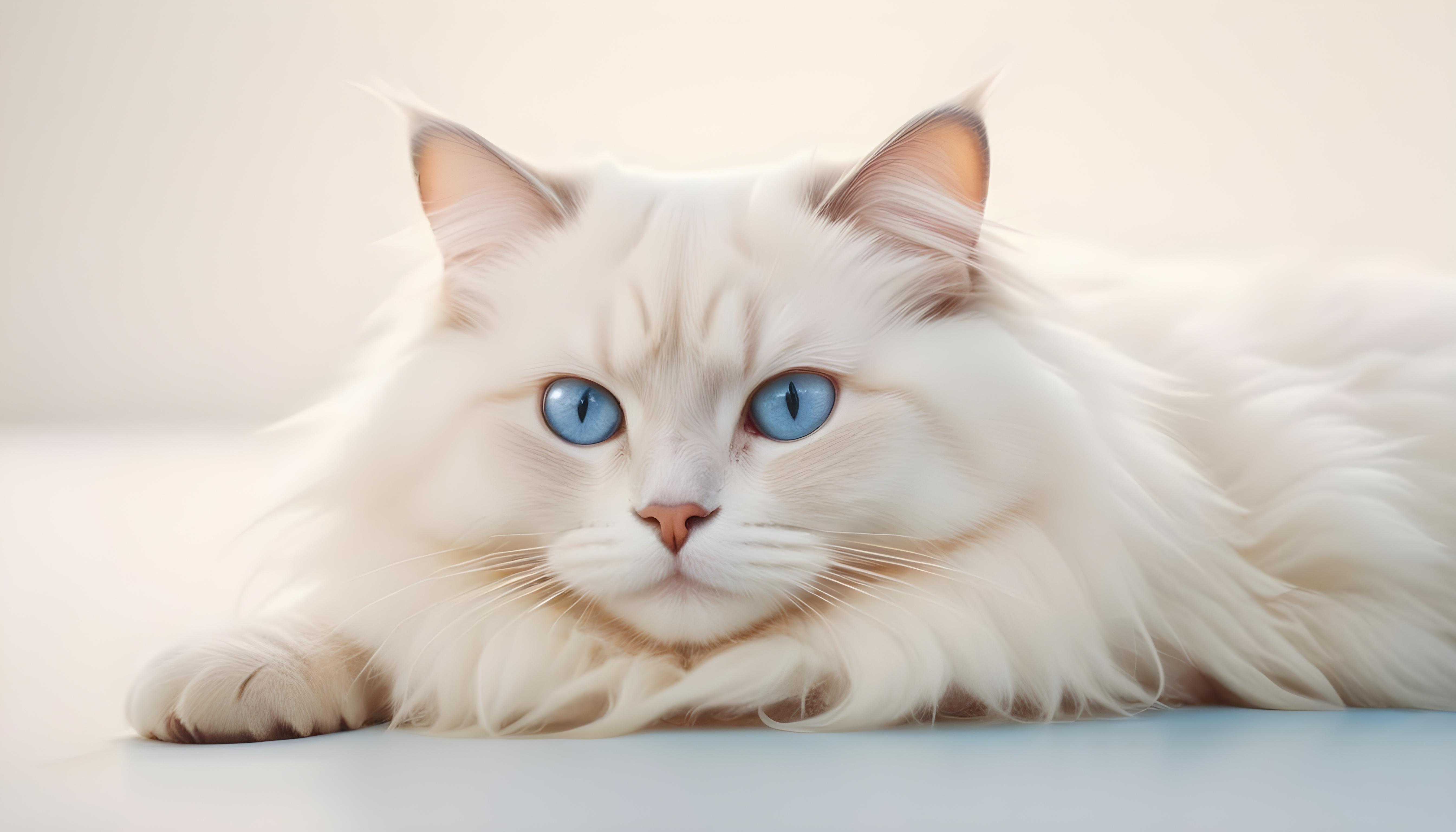 Beautiful Domestic Cat Portrait Isolated on Clean Background