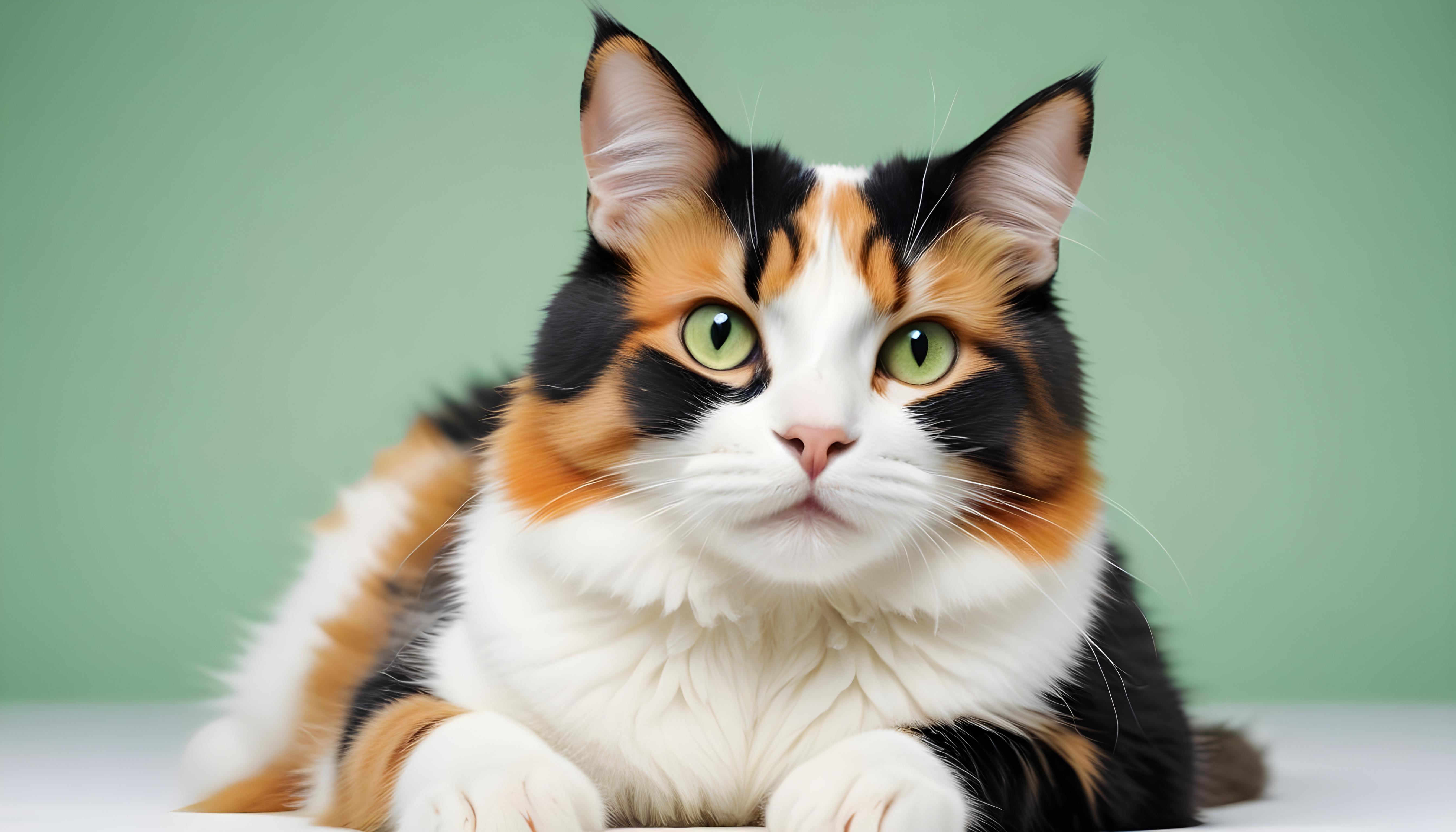 Beautiful Domestic Cat Portrait Isolated on Clean Background