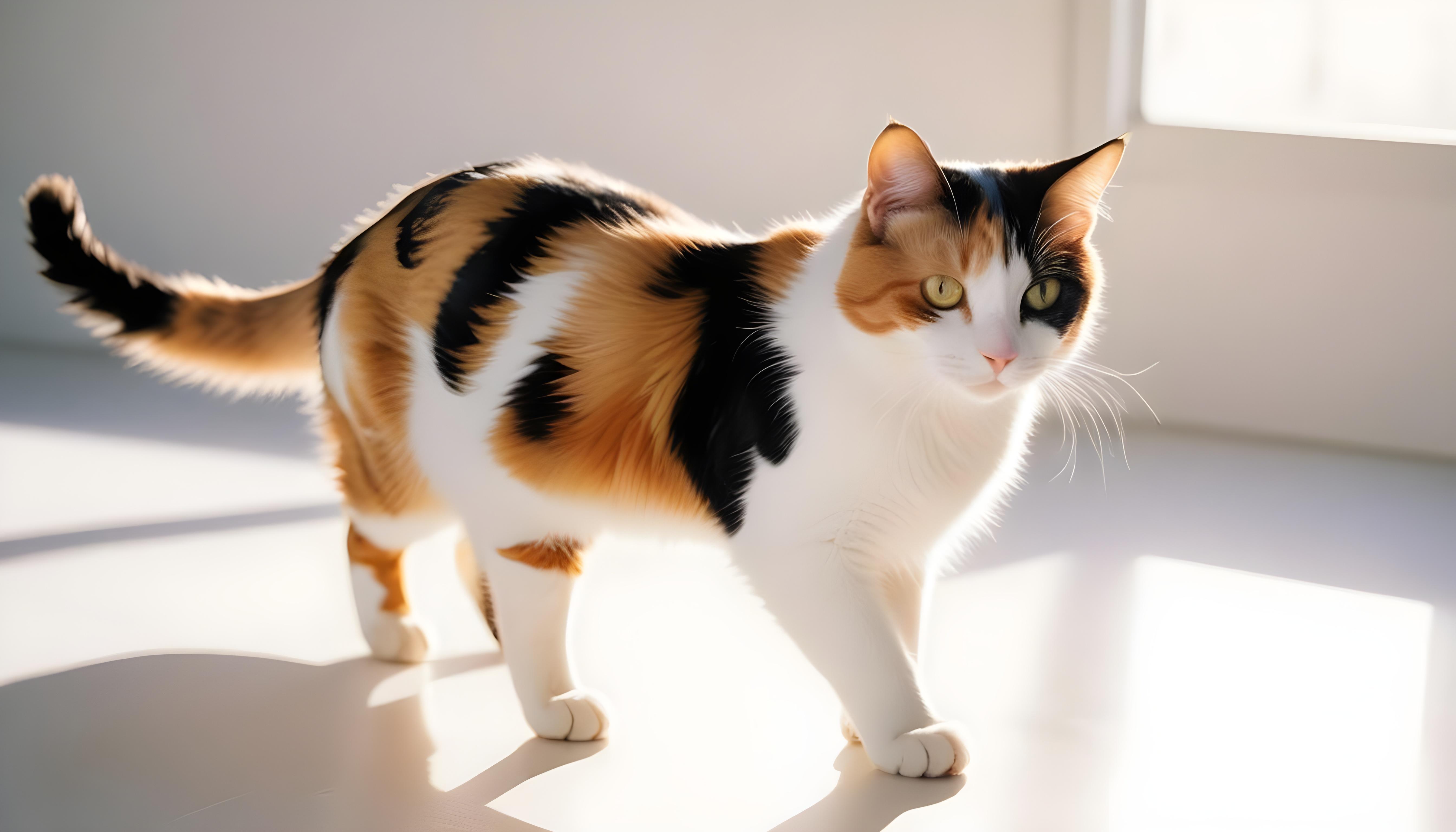 Beautiful Domestic Cat Portrait Isolated on Clean Background
