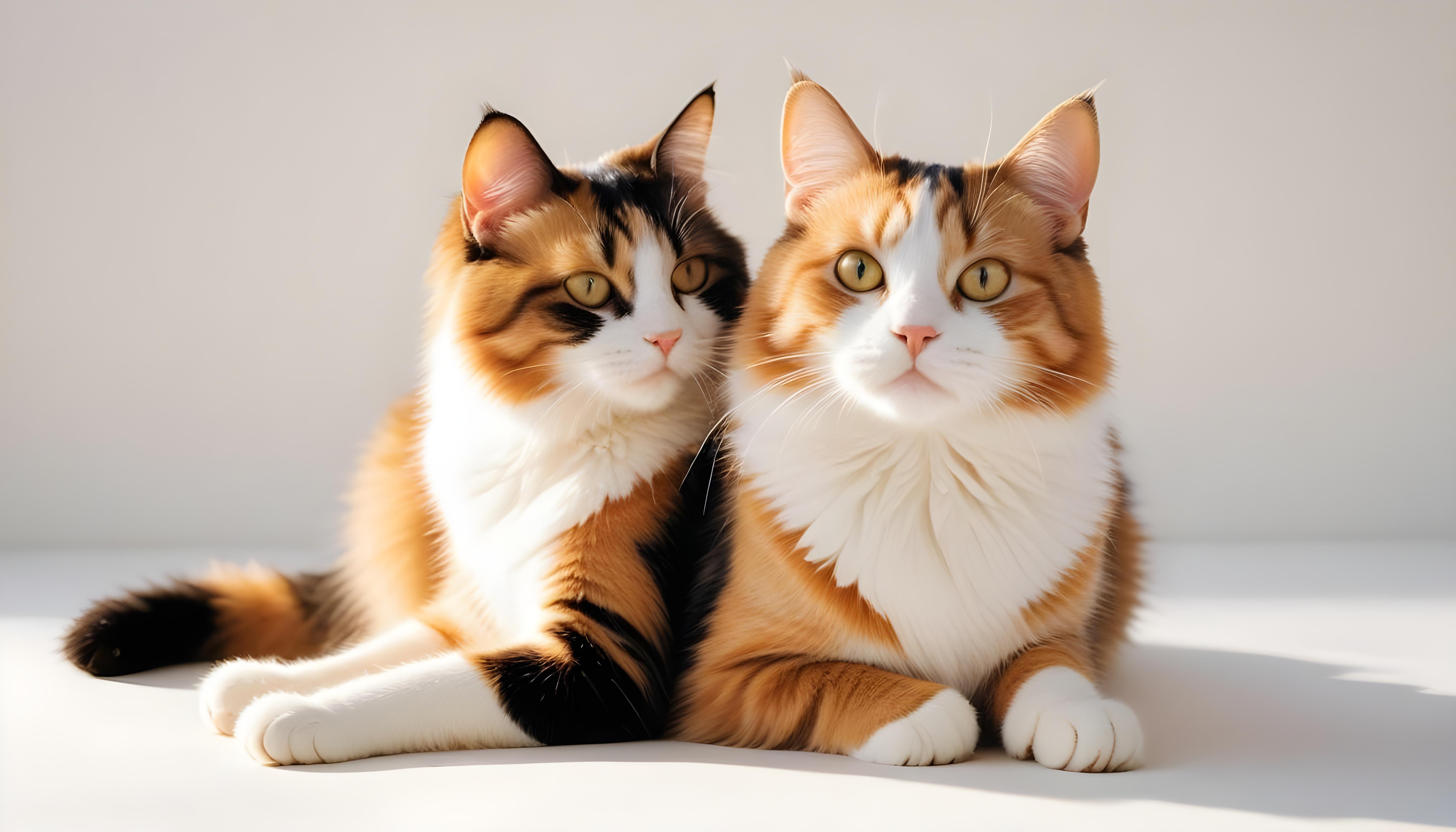 Beautiful Domestic Cat Portrait Isolated on Clean Background