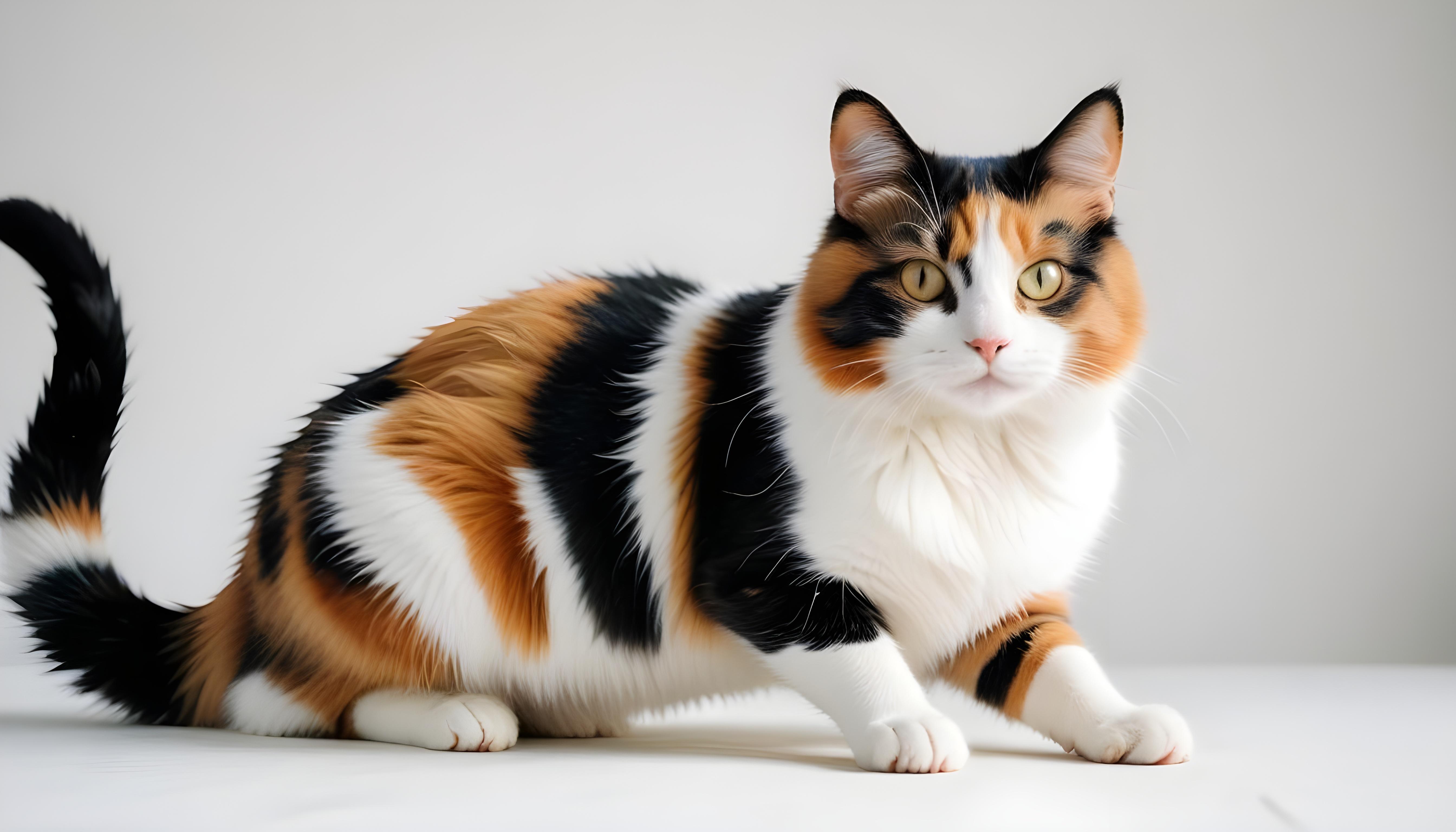 Beautiful Domestic Cat Portrait Isolated on Clean Background