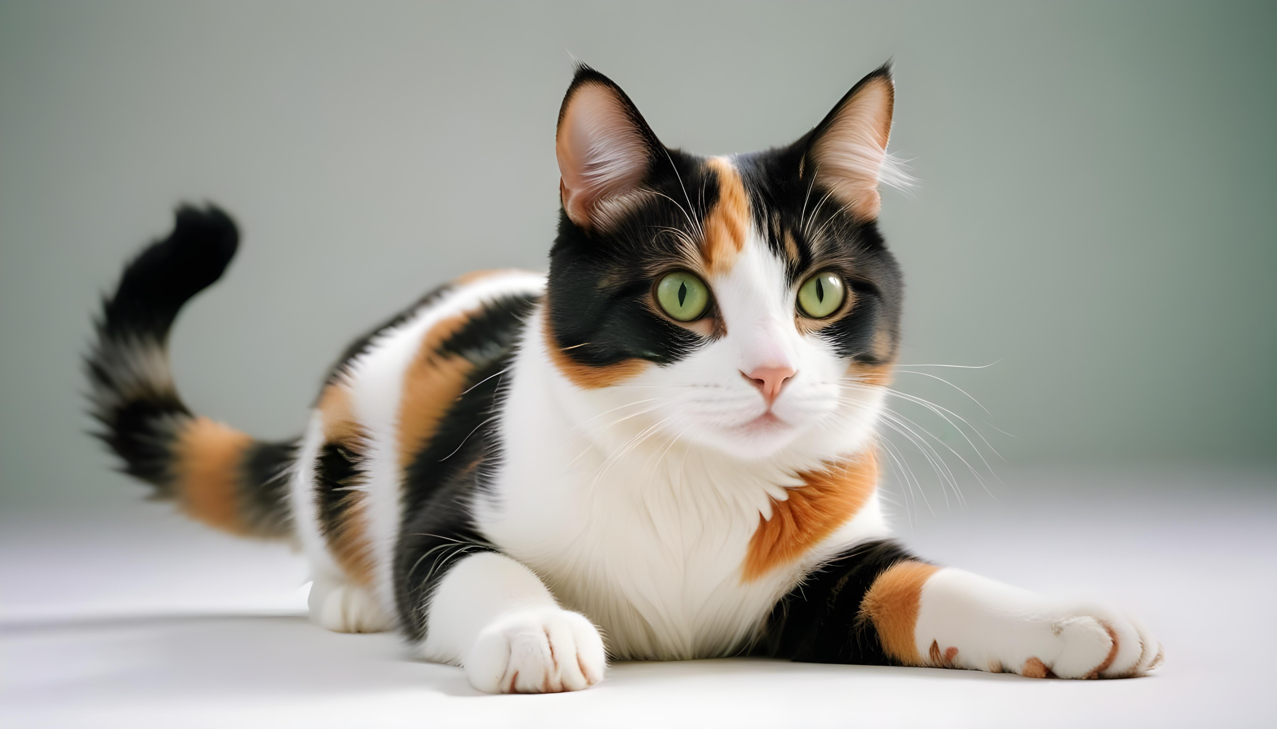 Beautiful Domestic Cat Portrait Isolated on Clean Background