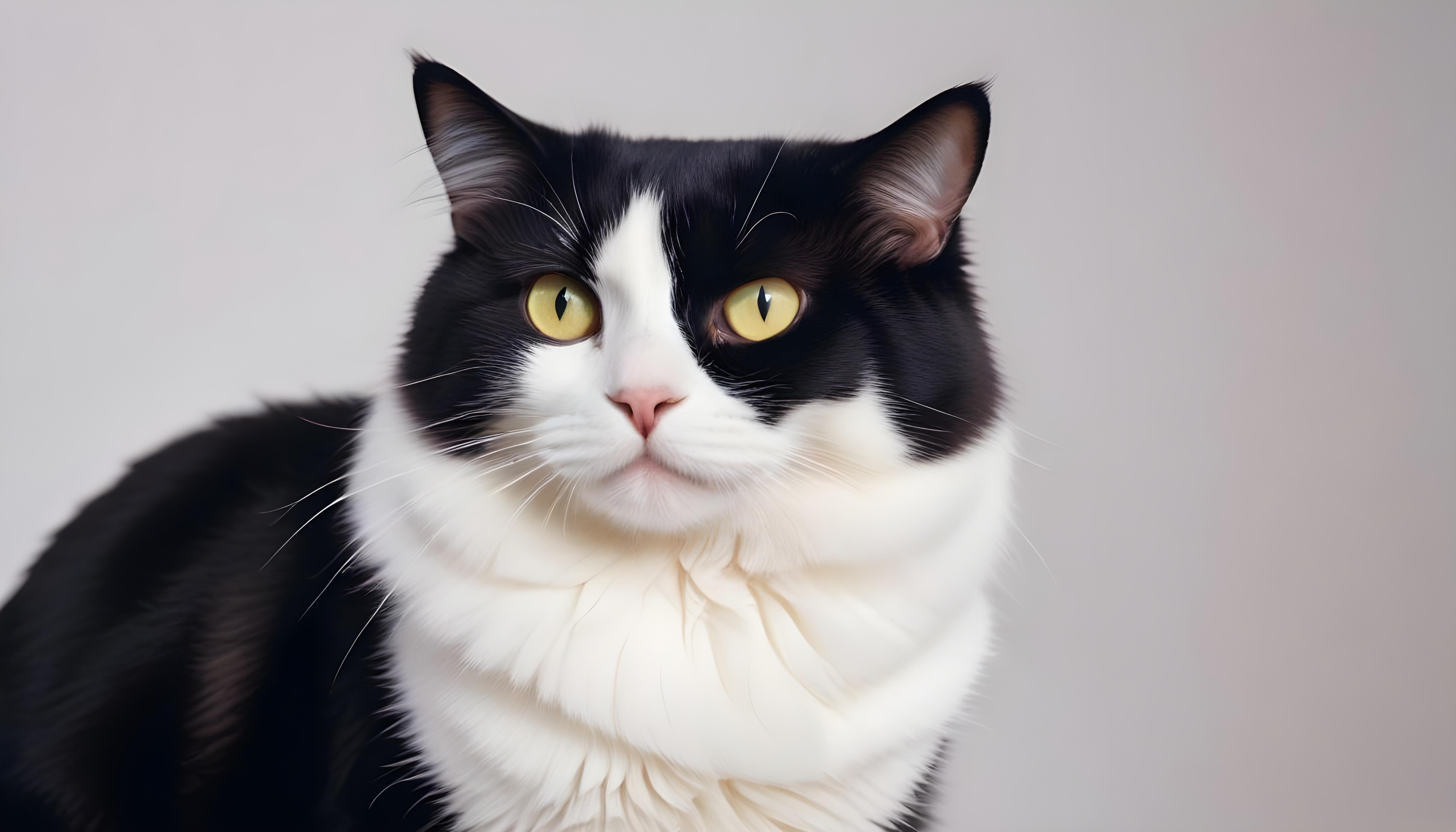 Beautiful Domestic Cat Portrait Isolated on Clean Background