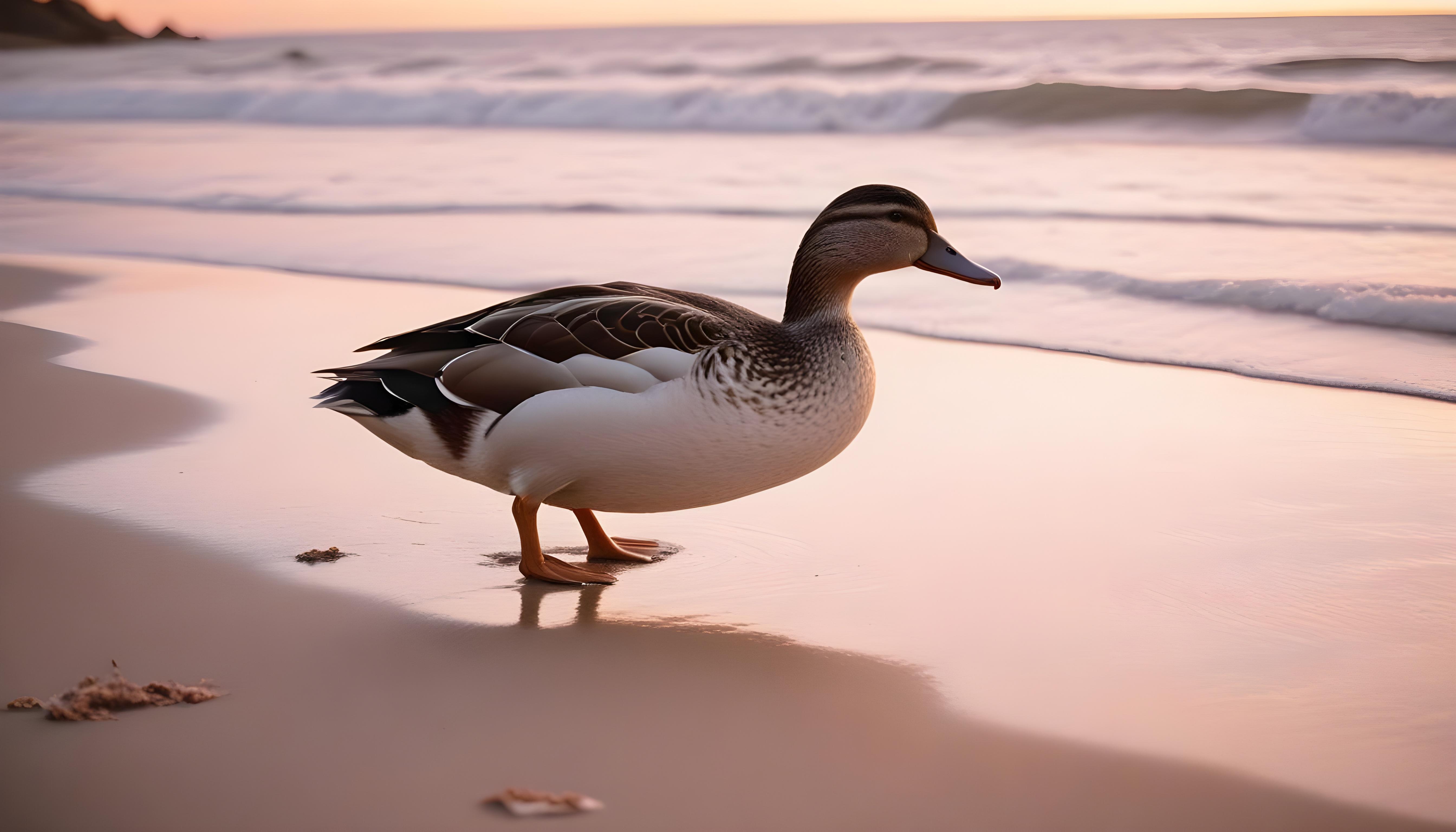 Beautiful Duck Floating on Calm Water in Serene Nature Landscape