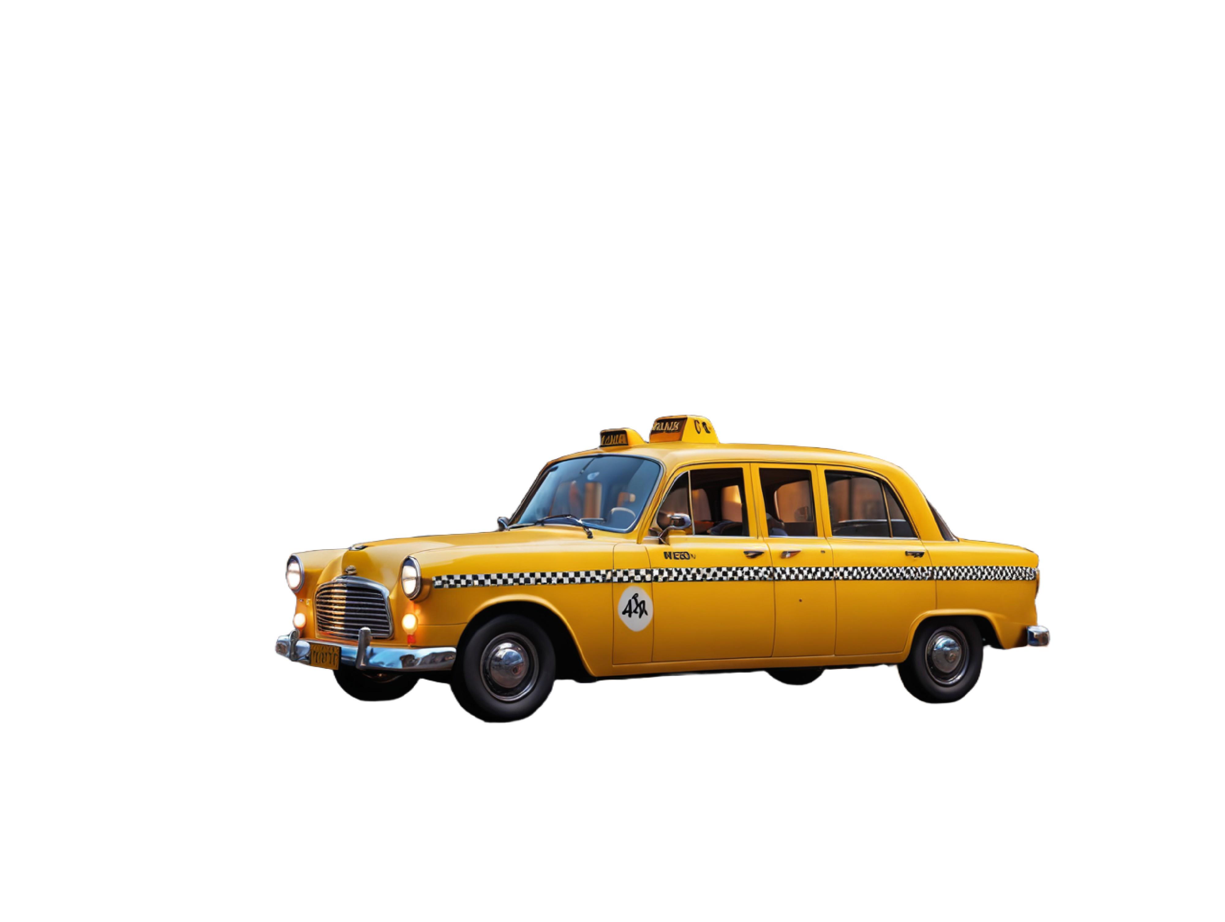 Classic Yellow Taxi Car Isolated on White Background