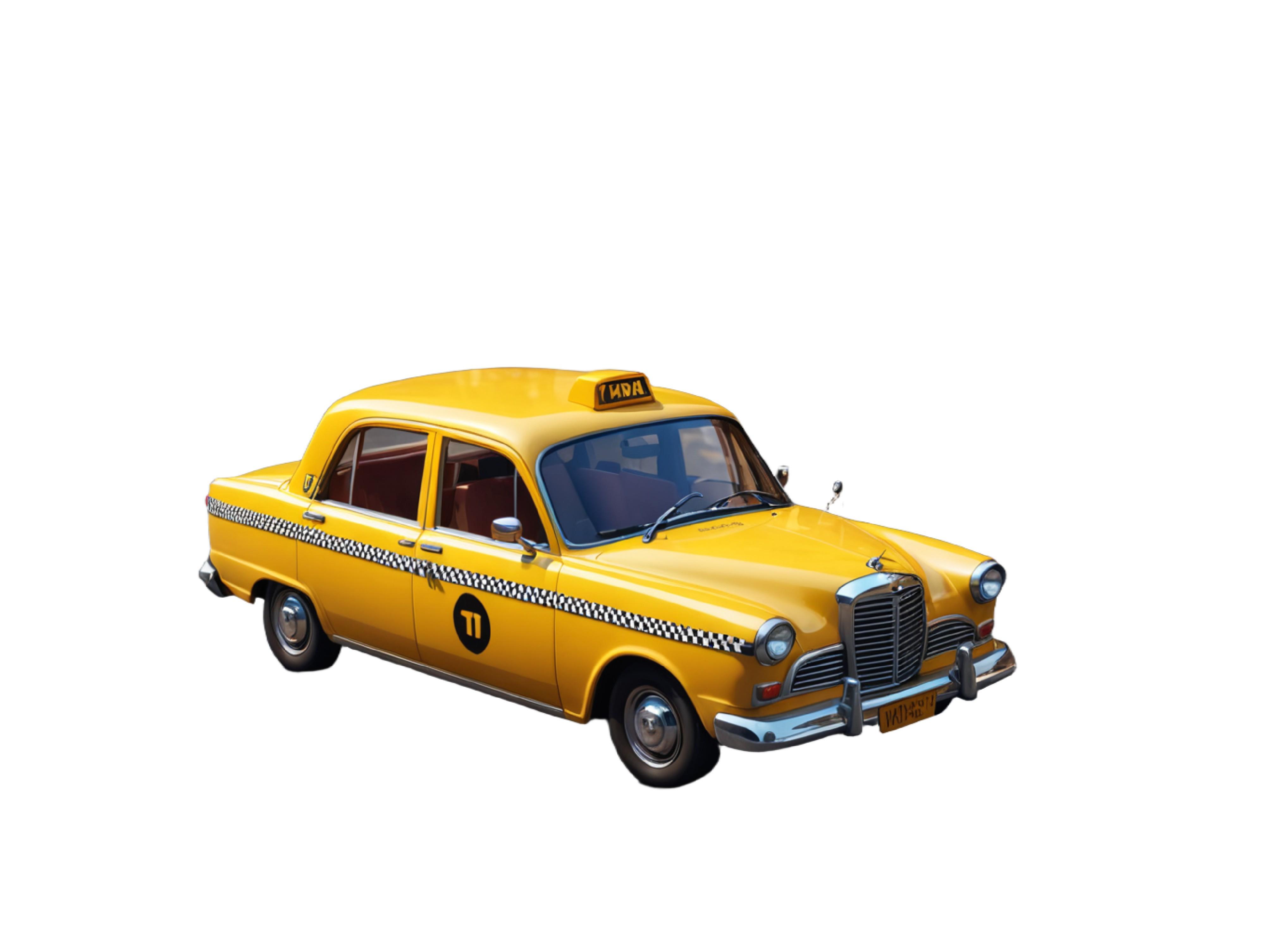 Classic Yellow Taxi Car Isolated on White Background