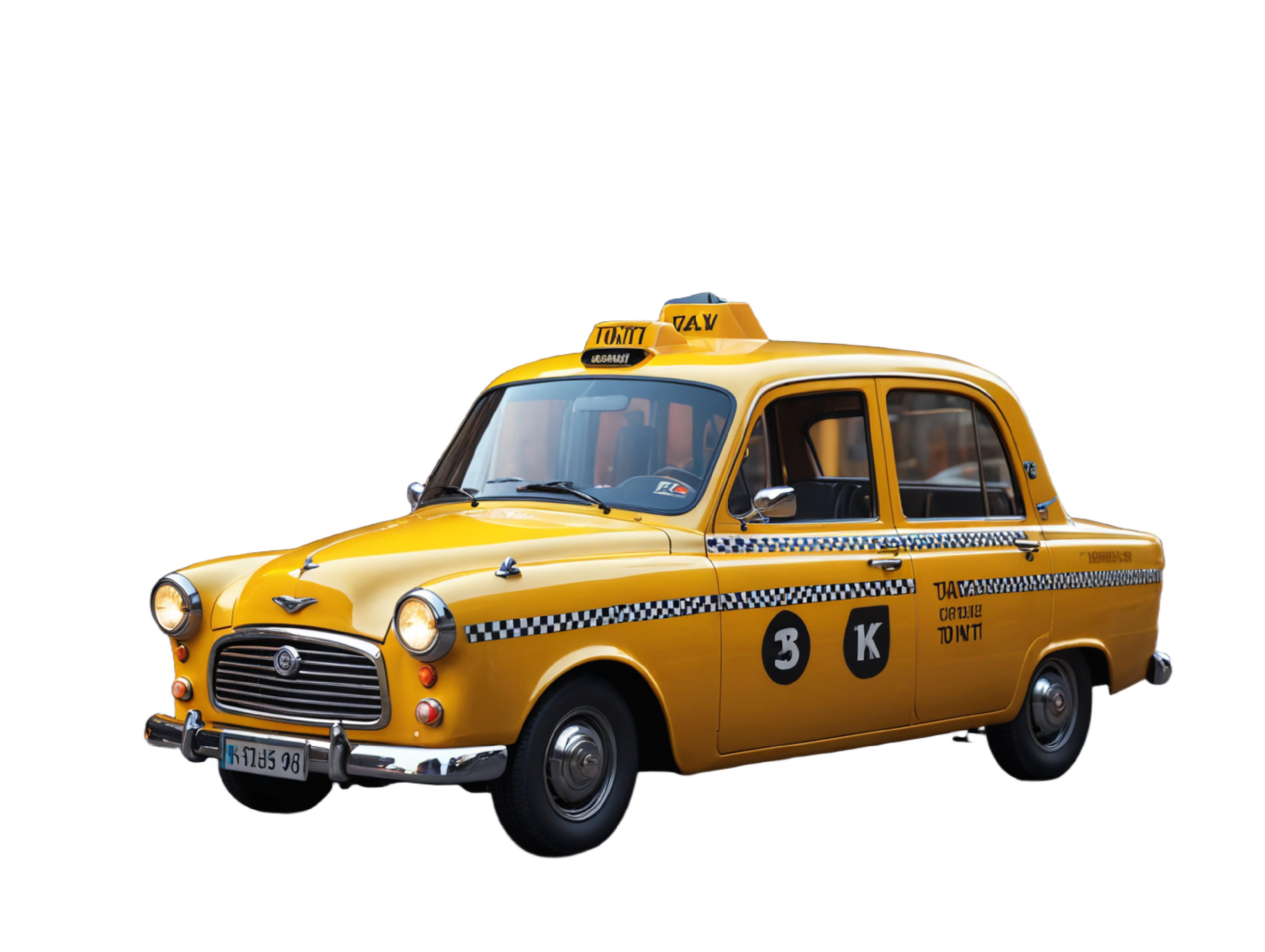Classic Yellow Taxi Car Isolated on White Background