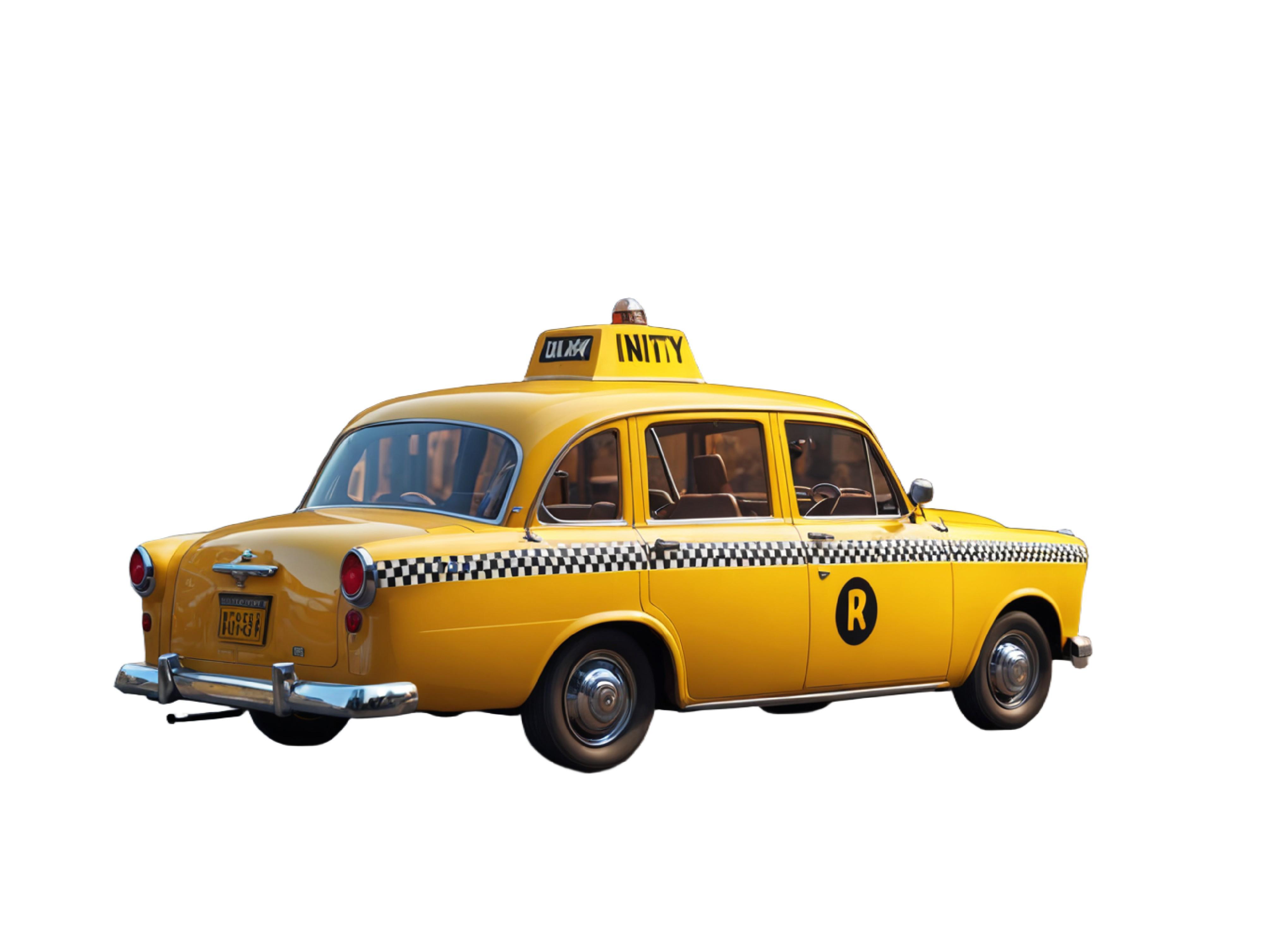 Classic Yellow Taxi Car Isolated on White Background
