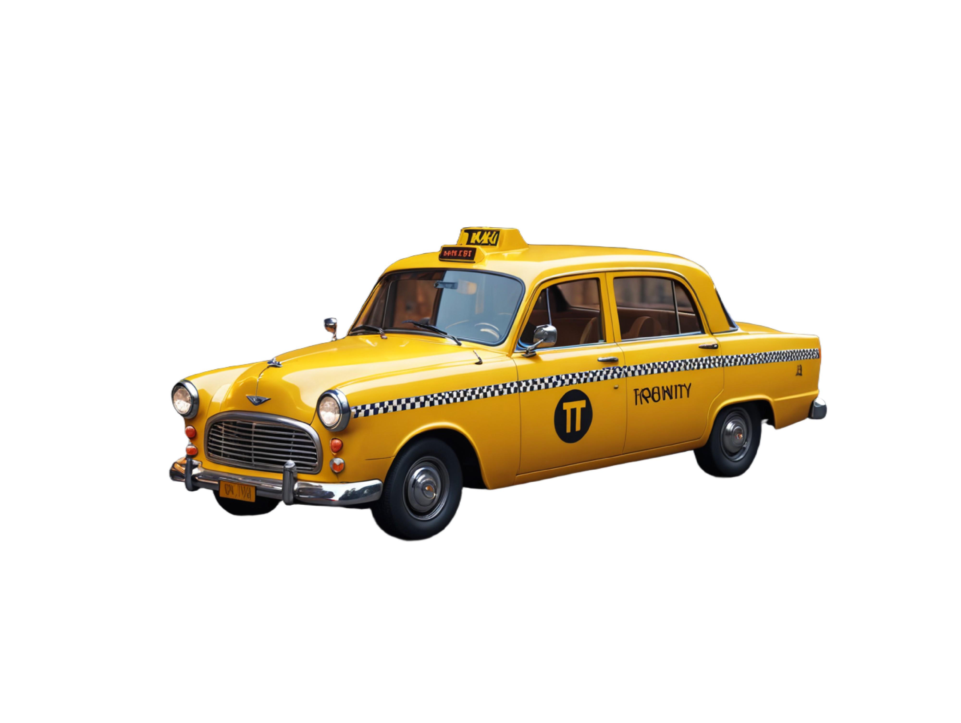 Classic Yellow Taxi Car Isolated on White Background