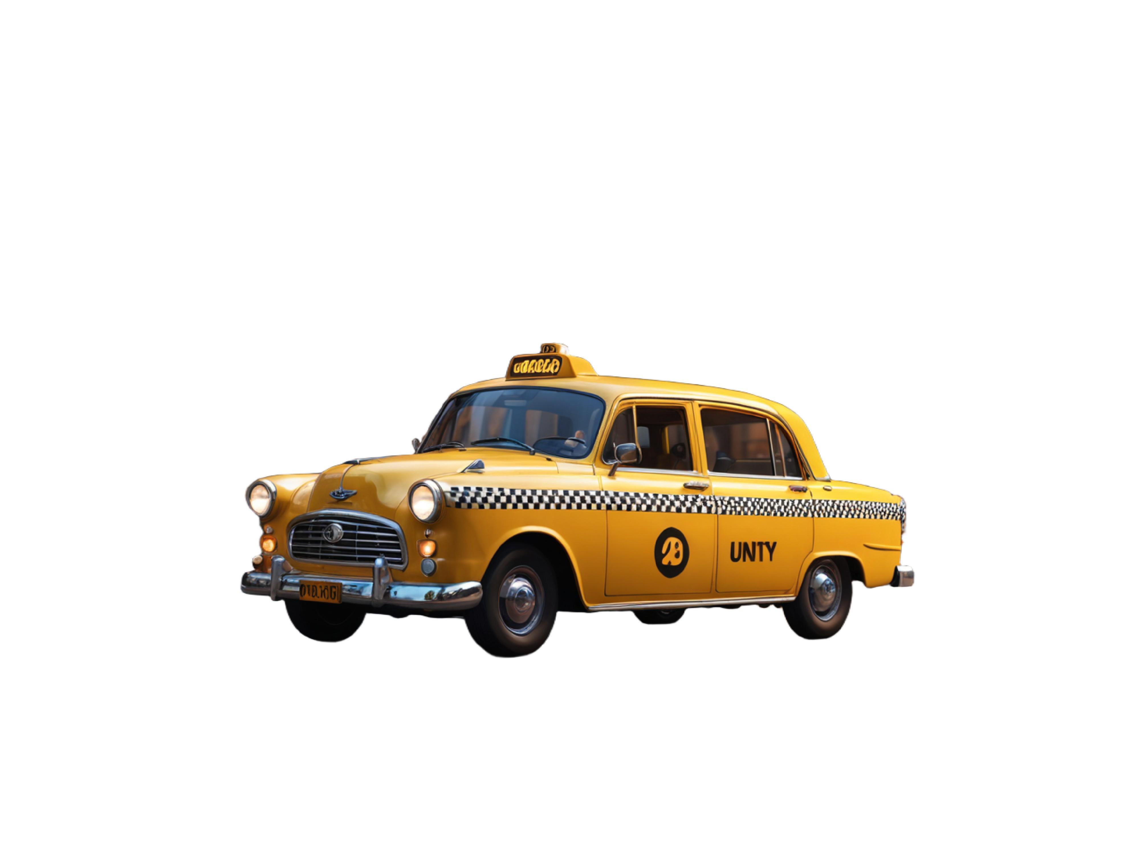 Classic Yellow Taxi Car Isolated on White Background