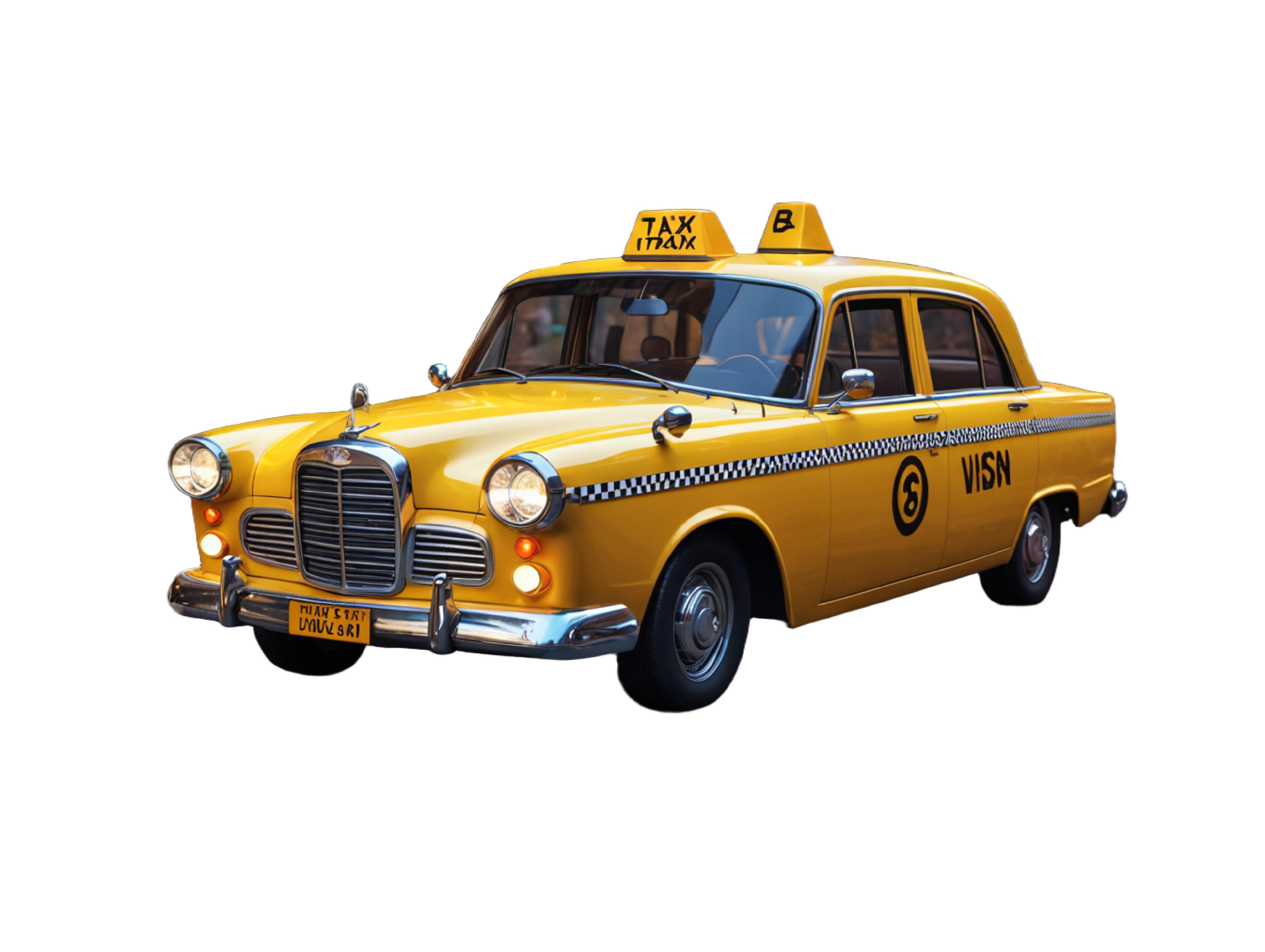 Classic Yellow Taxi Car Isolated on White Background