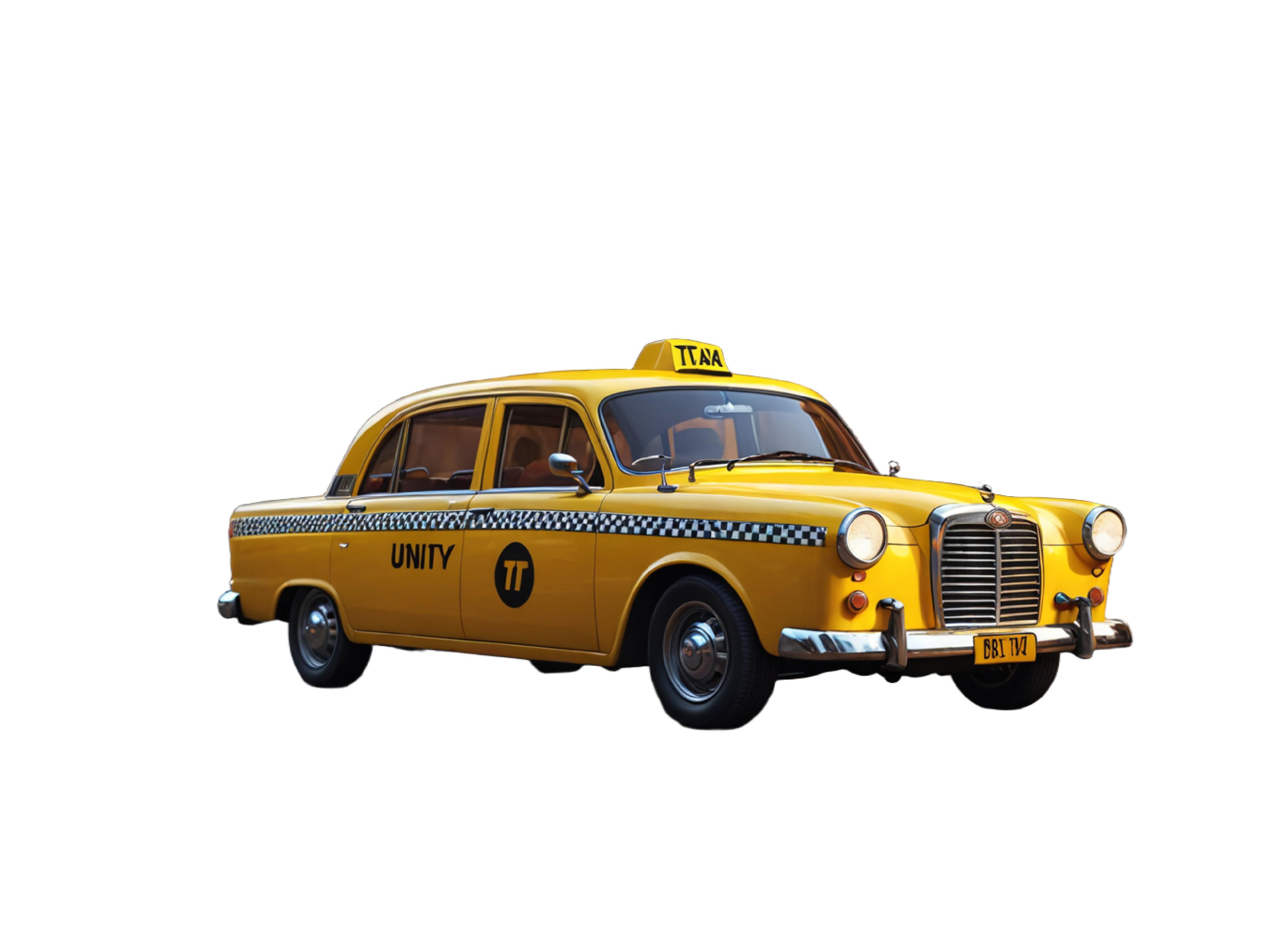 Classic Yellow Taxi Car Isolated on White Background