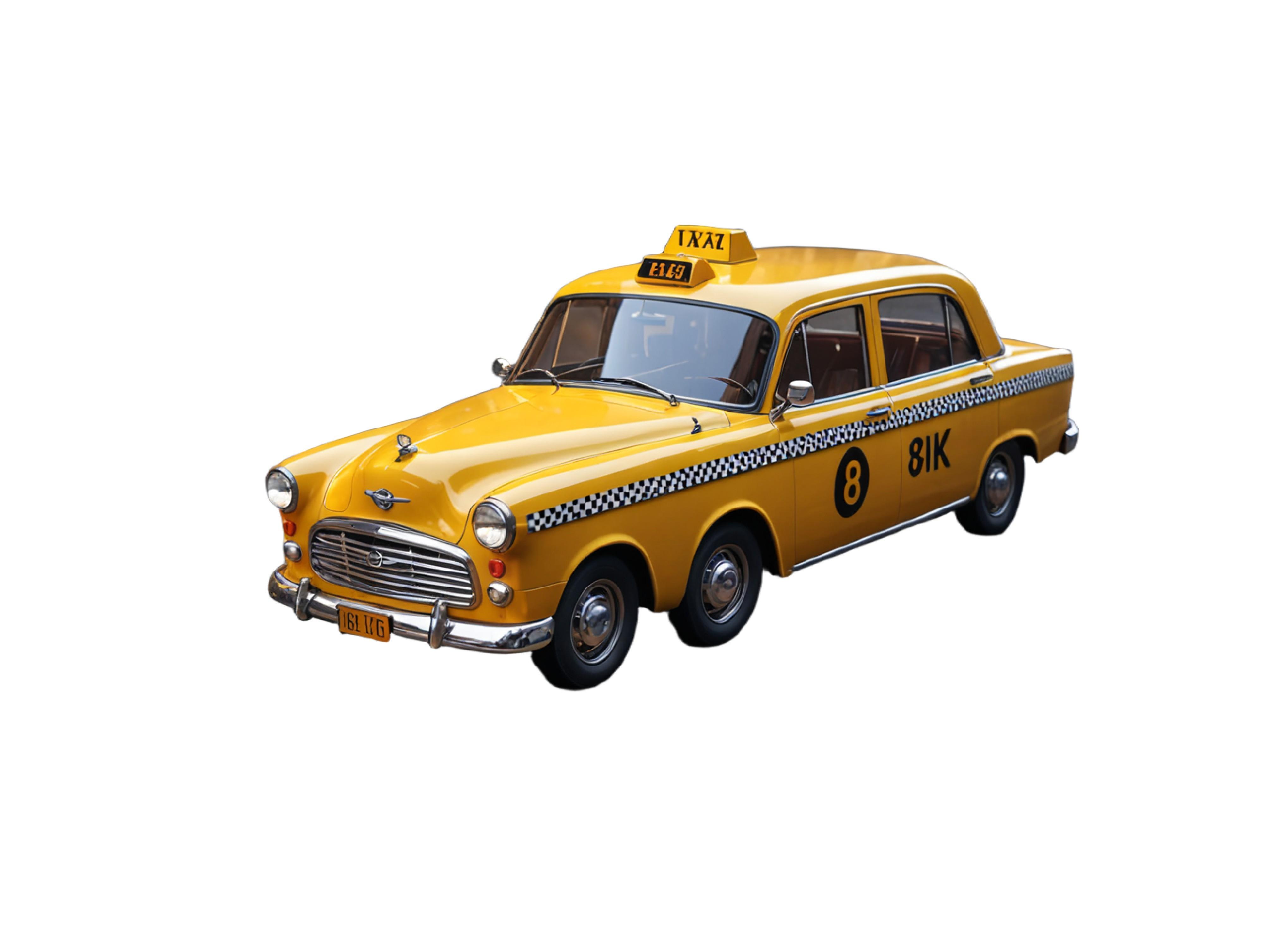 Classic Yellow Taxi Car Isolated on White Background