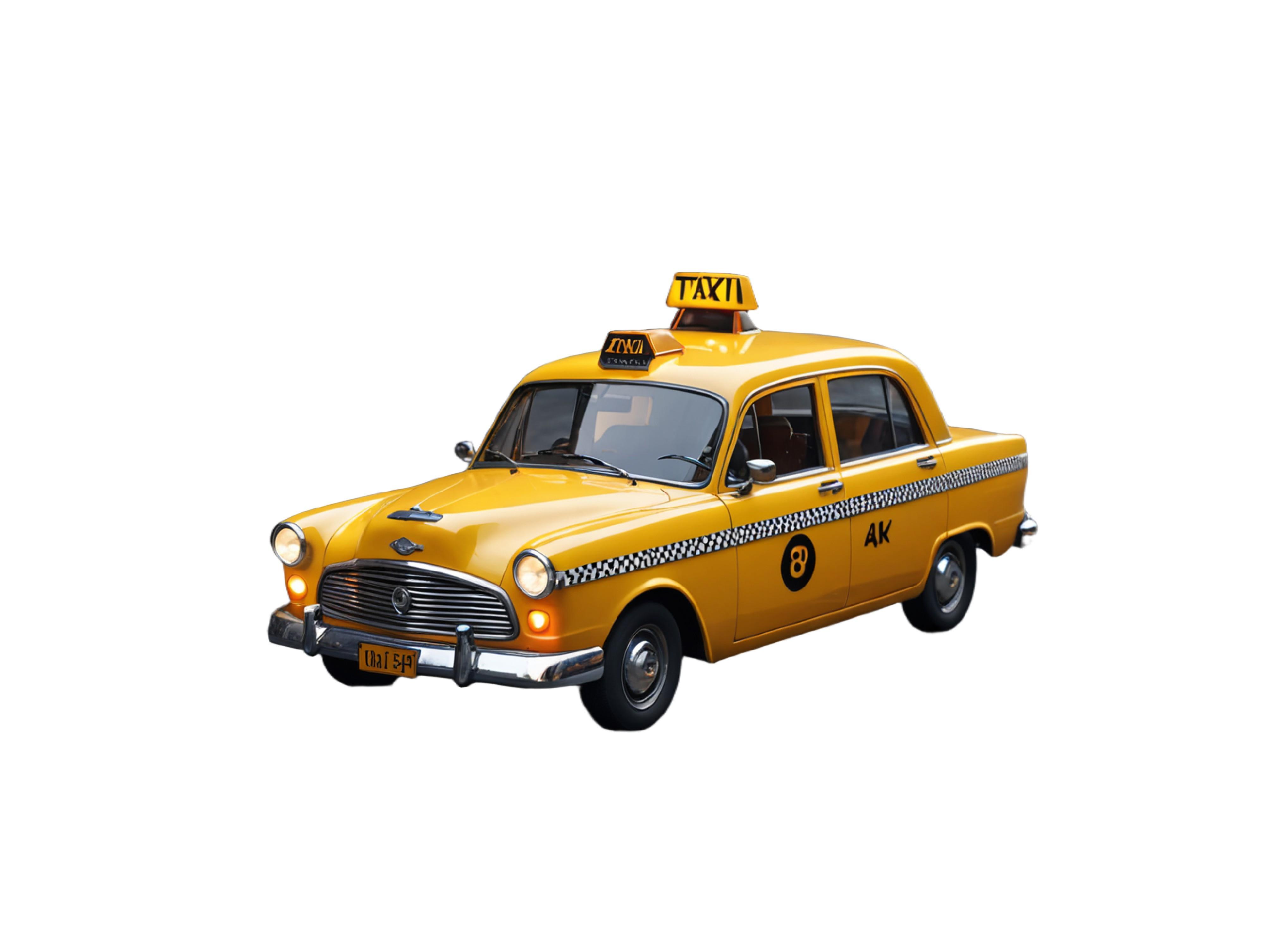 Classic Yellow Taxi Car Isolated on White Background