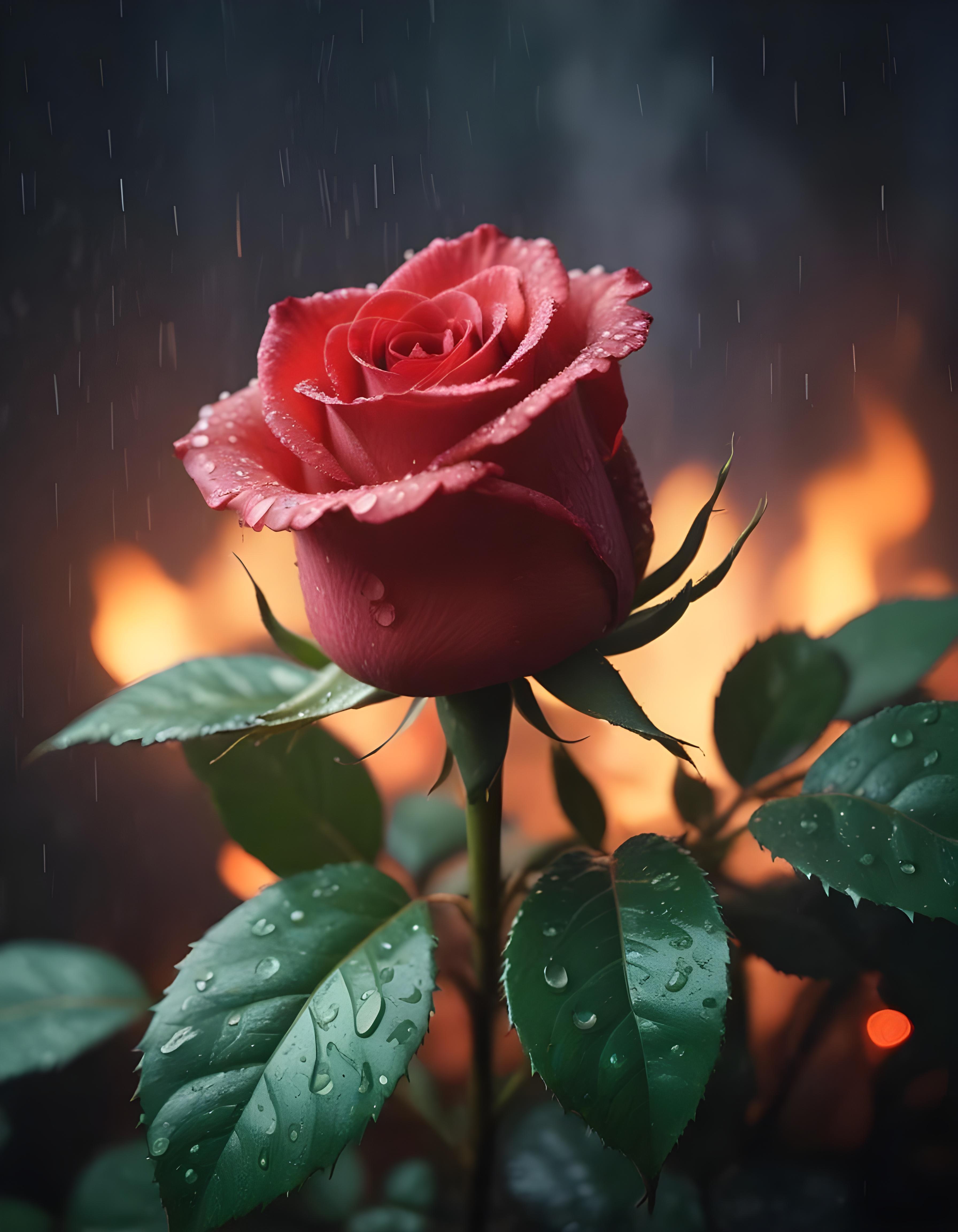 Dark Romantic Rose Flower Artwork with Dramatic Lighting and Moody Background