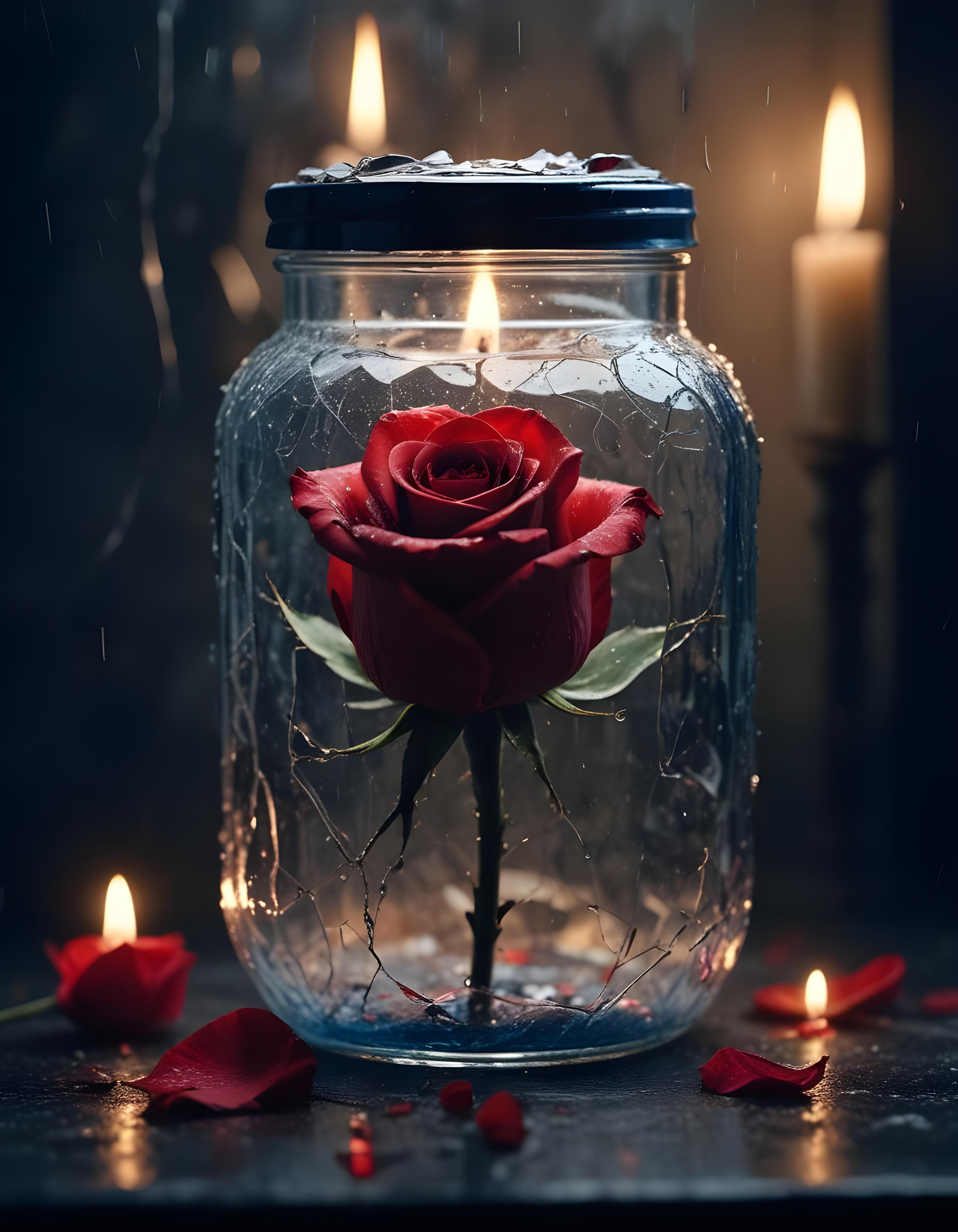 Dark Romantic Rose Flower Artwork with Dramatic Lighting and Moody Background
