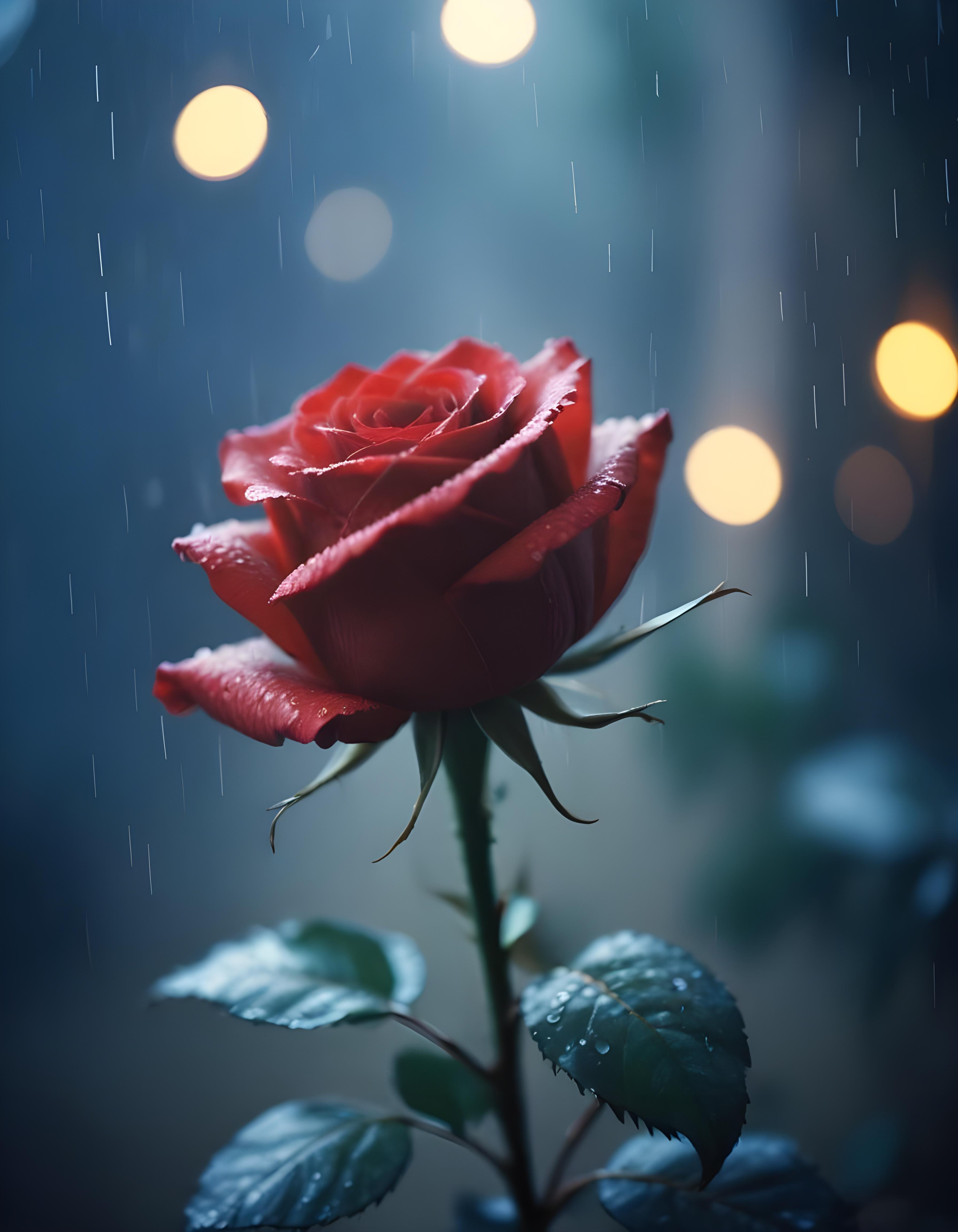 Dark Romantic Rose Flower Artwork with Dramatic Lighting and Moody Background