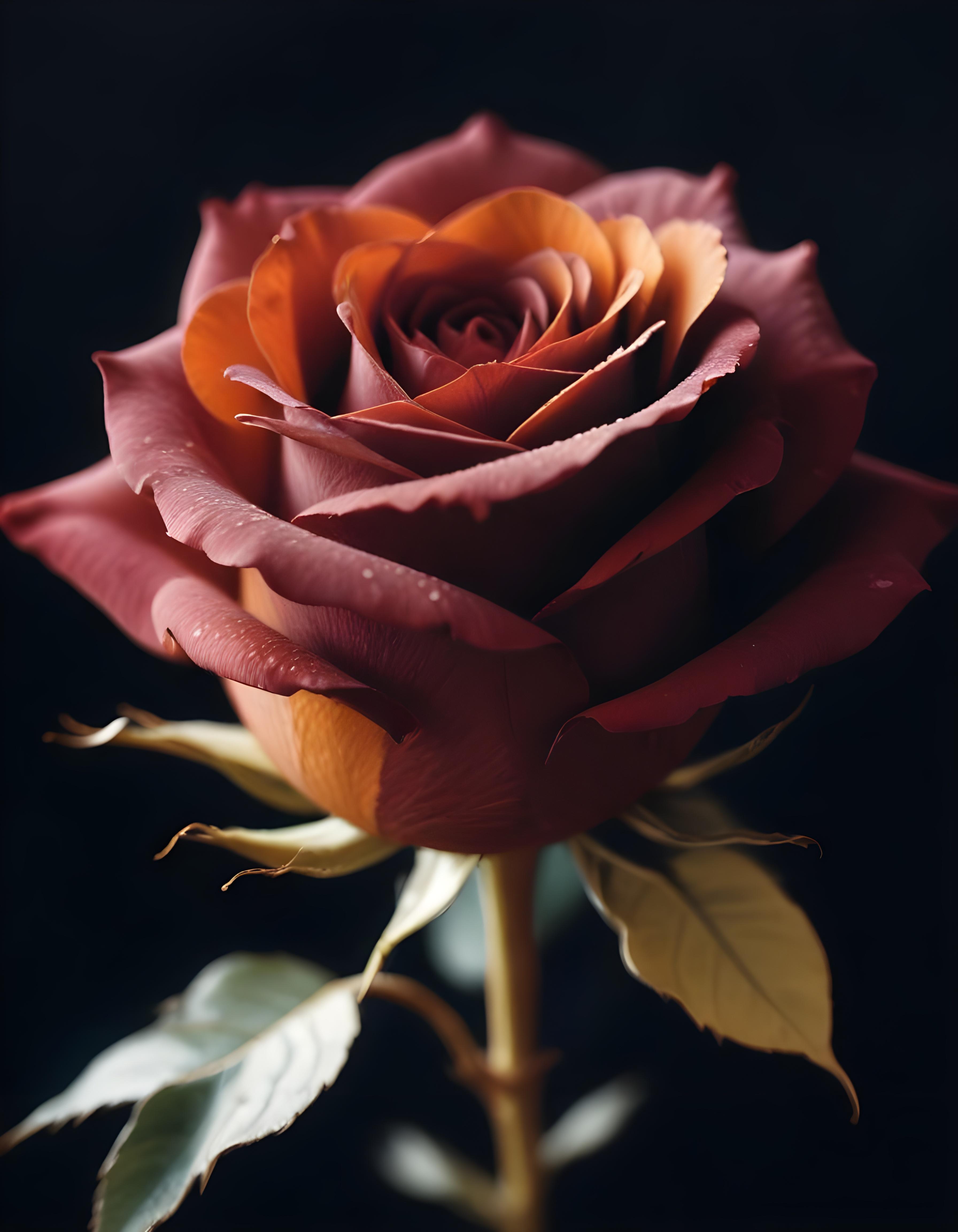 Dark Romantic Rose Flower Artwork with Dramatic Lighting and Moody Background
