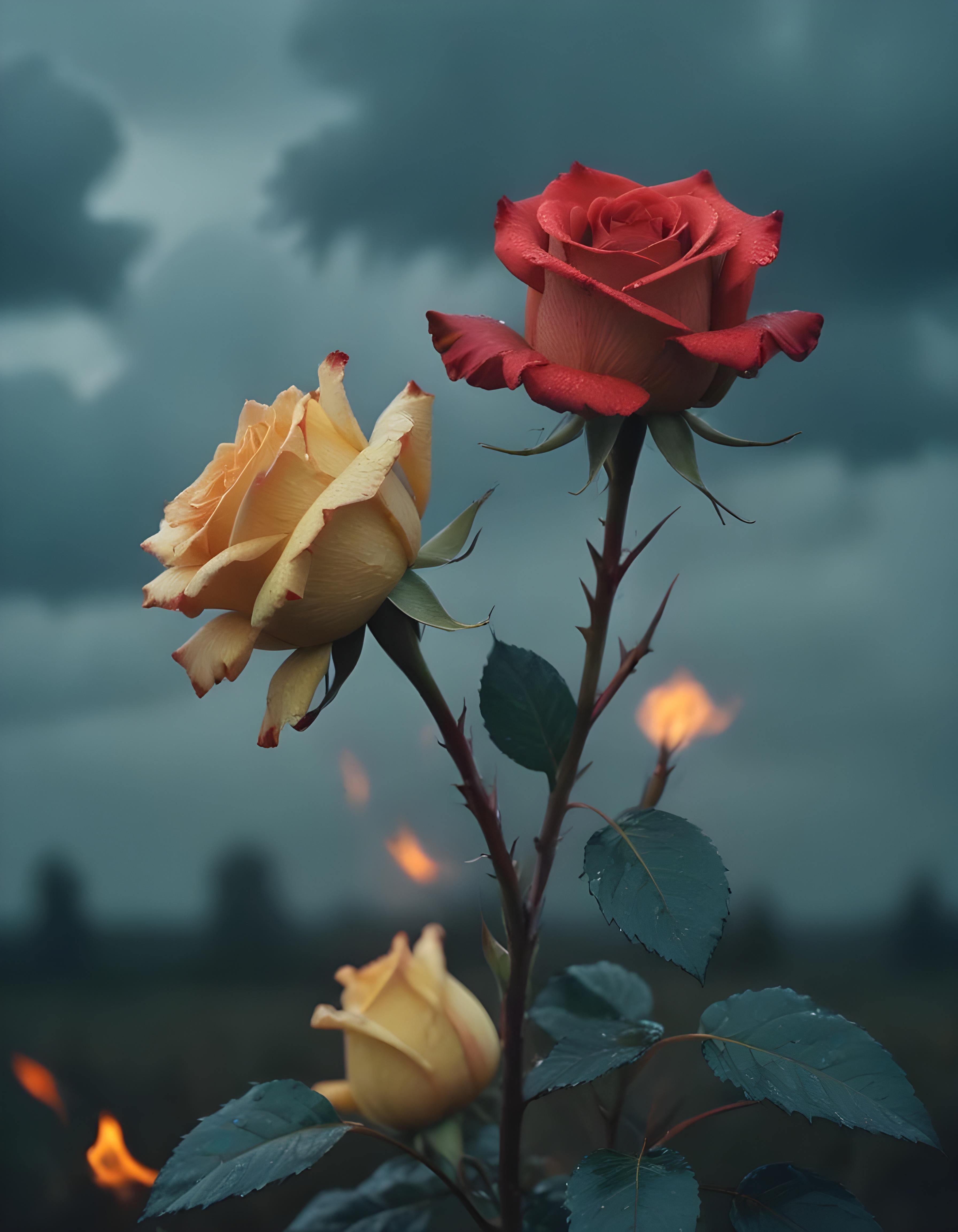 Dark Romantic Rose Flower Artwork with Dramatic Lighting and Moody Background